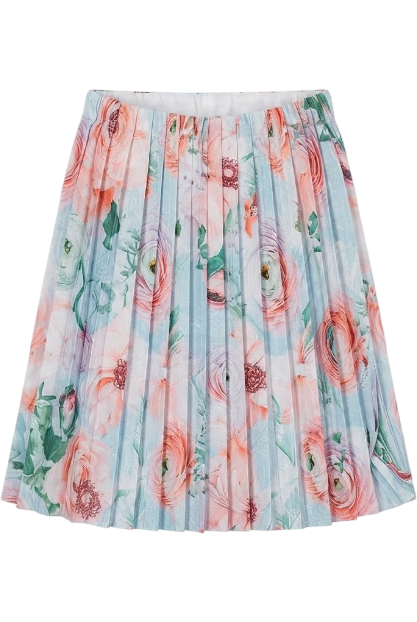 Blue ranunculus pleated skirt - product view
