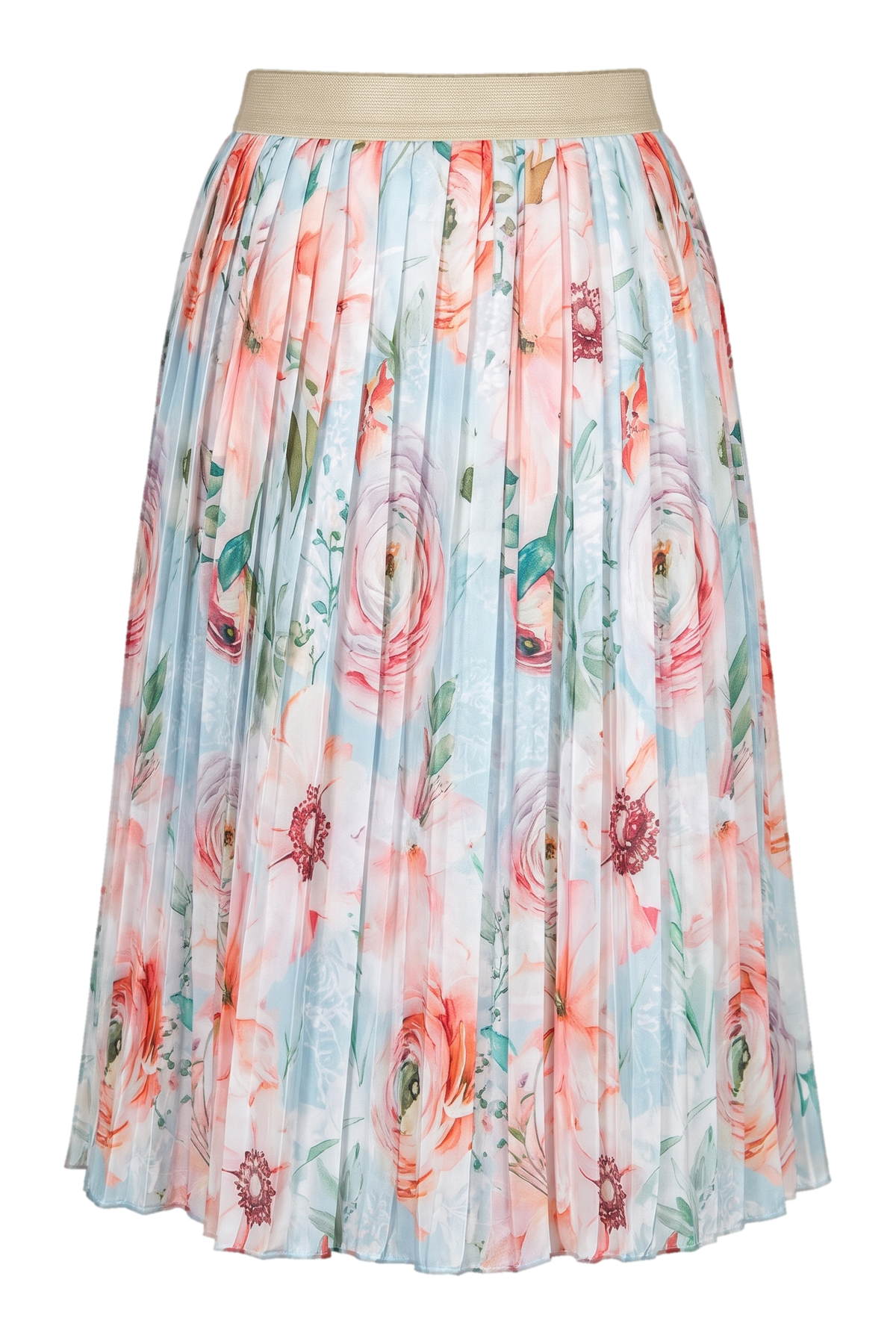 Blue ranunculus pleated skirt - product view