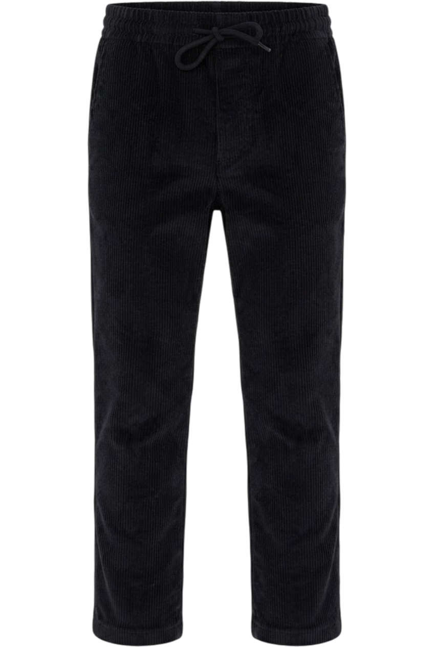 Black ribbed trousers with drawstring - product view