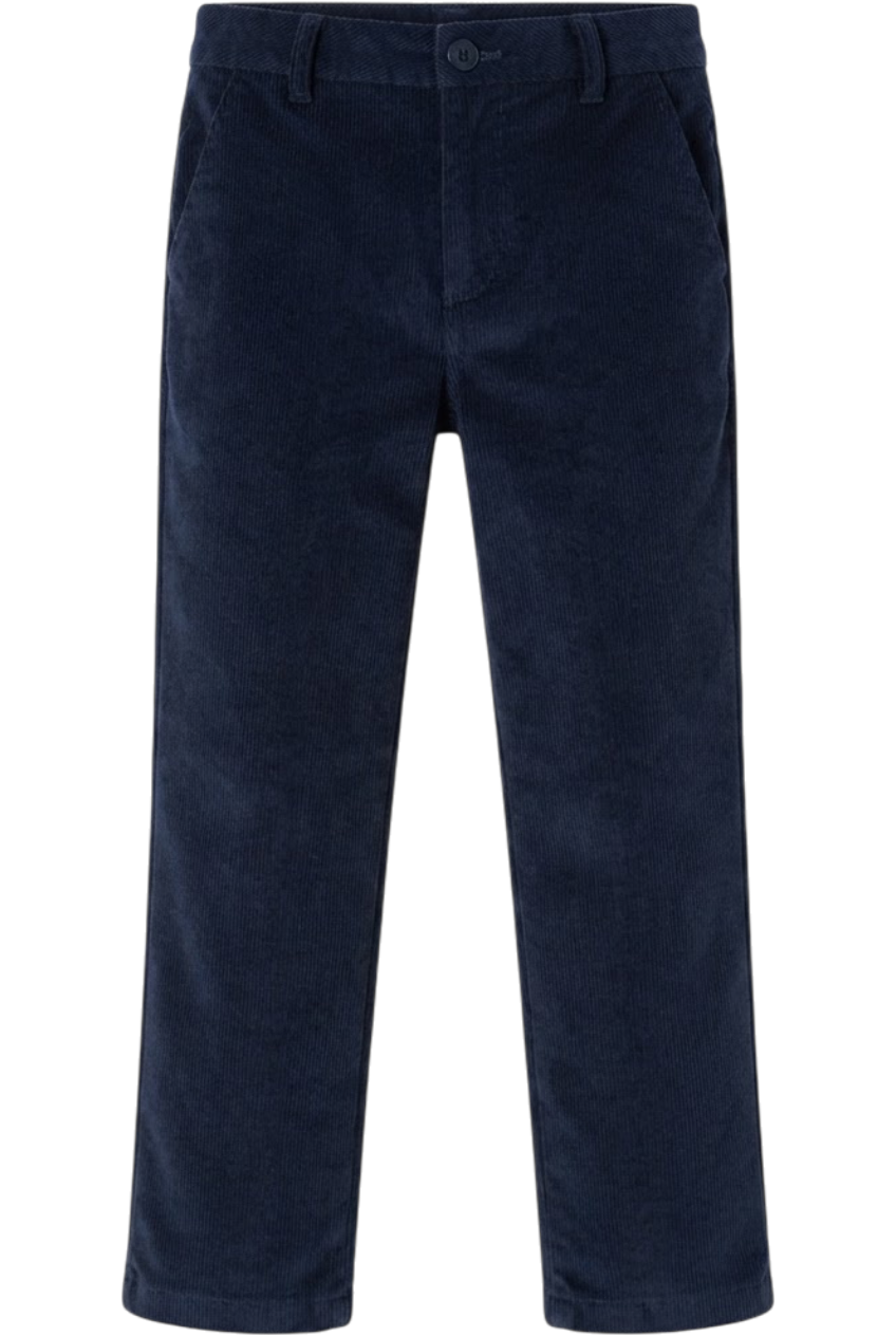 Soft and elegant navy corduroy trousers - product view