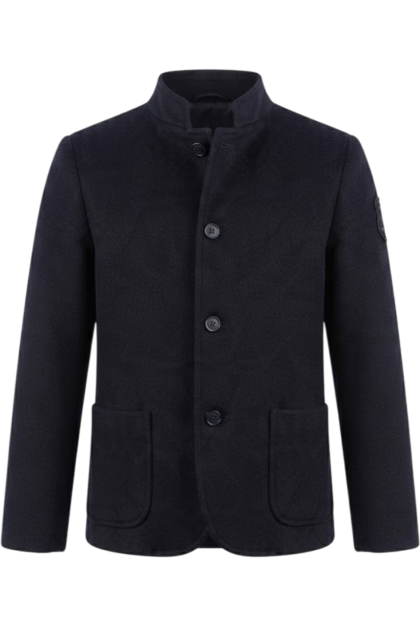 Elegant navy wool blazer - product view