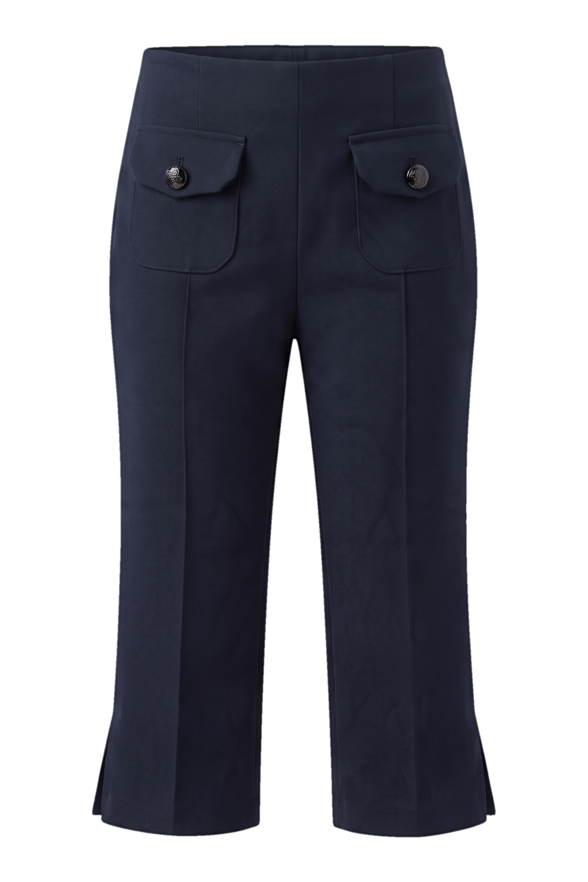 Navy 7/8 trousers with decorative pockets - product view