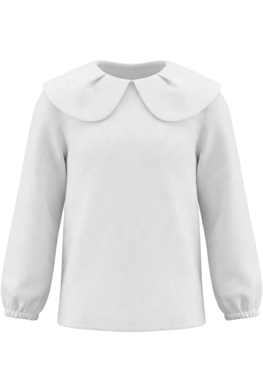 White jersey blouse with Peter Pan collar - product view
