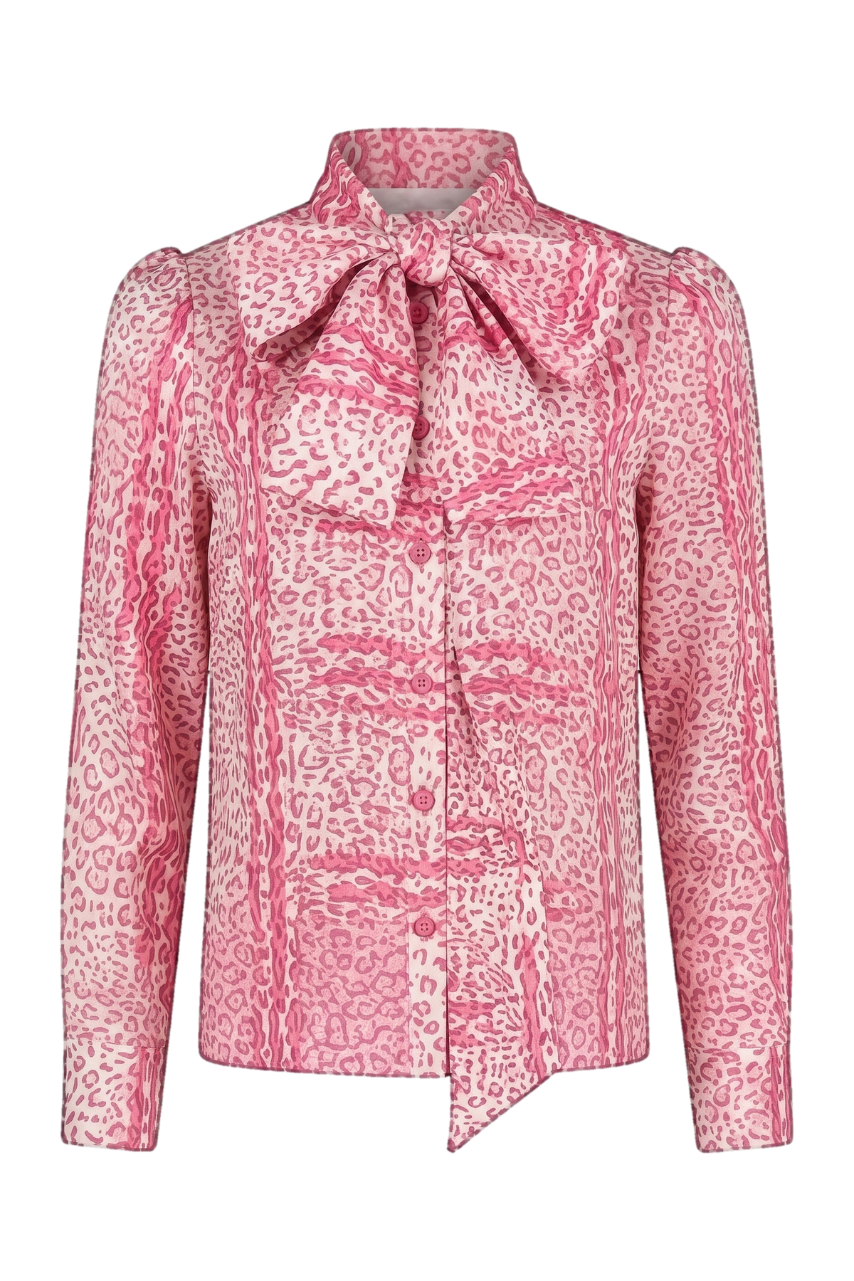 Pink animal print shirt with bow - product view