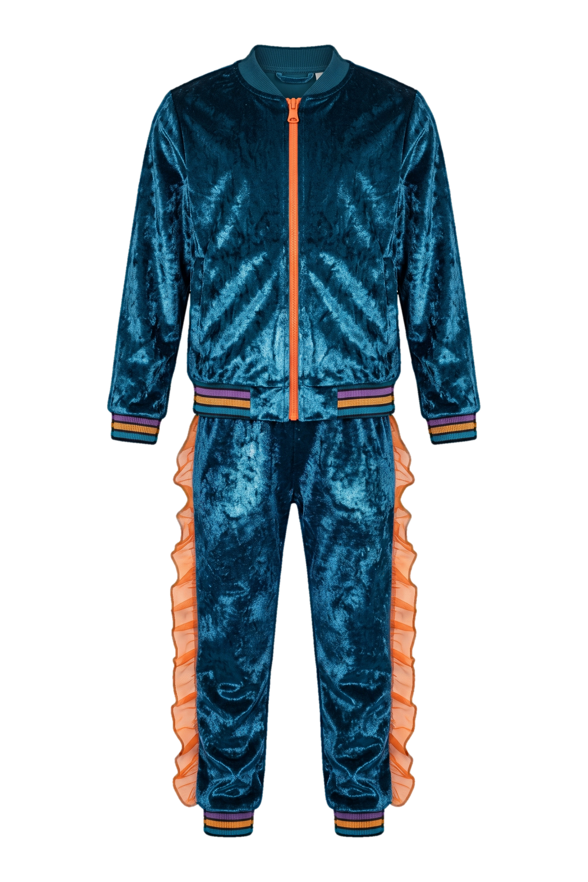 Shiny green velvet tracksuit - product view