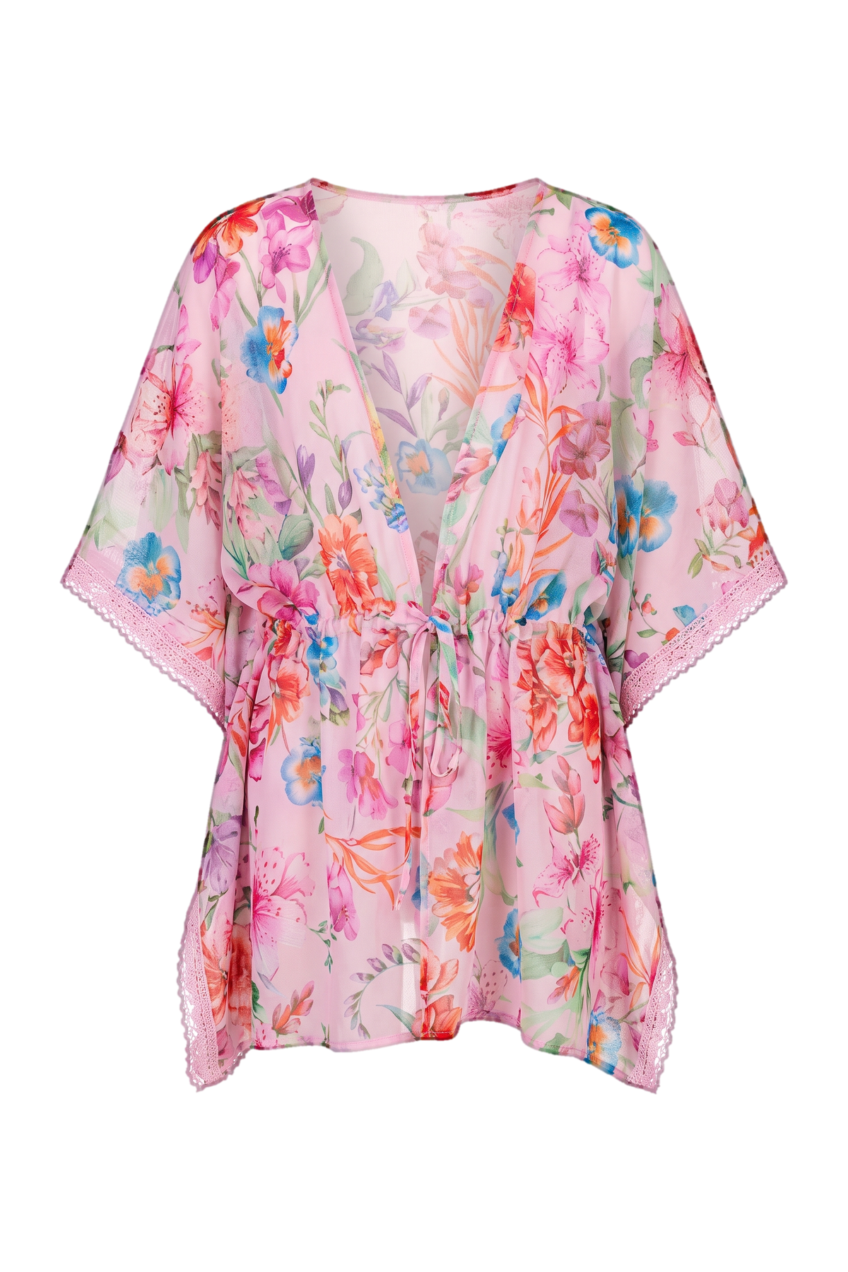 Pink freesia chiffon tunic - product view