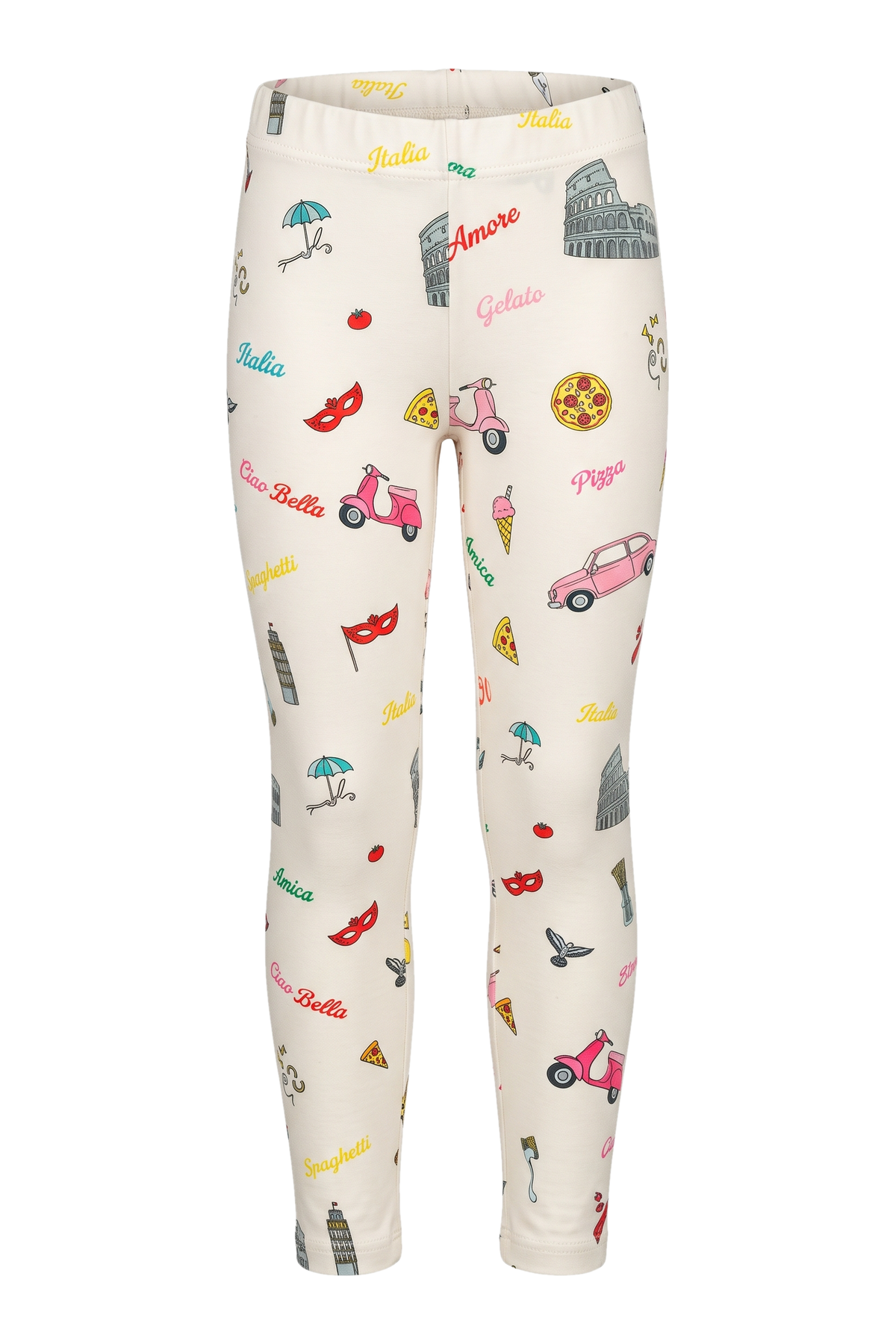 Ivory leggings with Ciao Bella print - product view