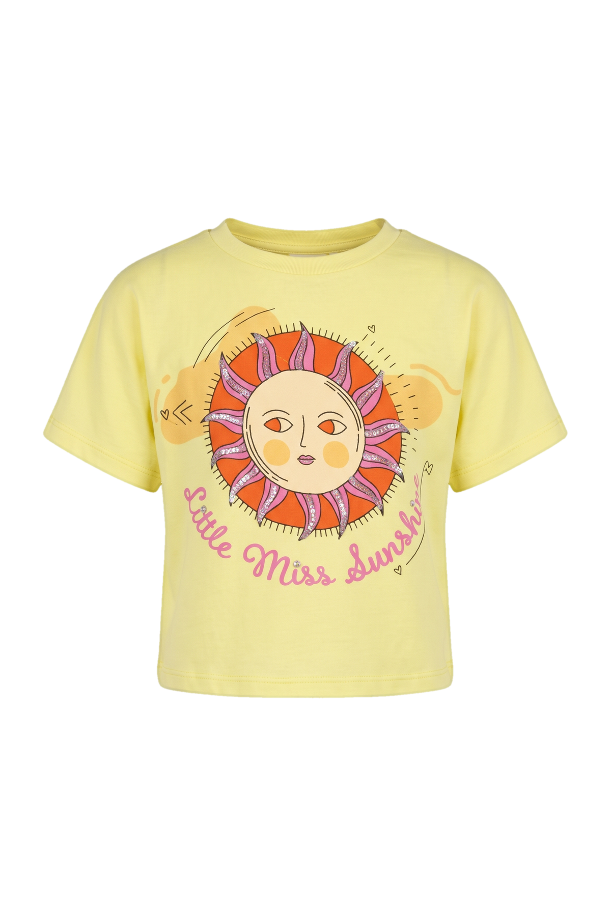 Pale yellow "Little Miss Sunshine" hand-embellished with Swarovski crystals t-shirt - product view