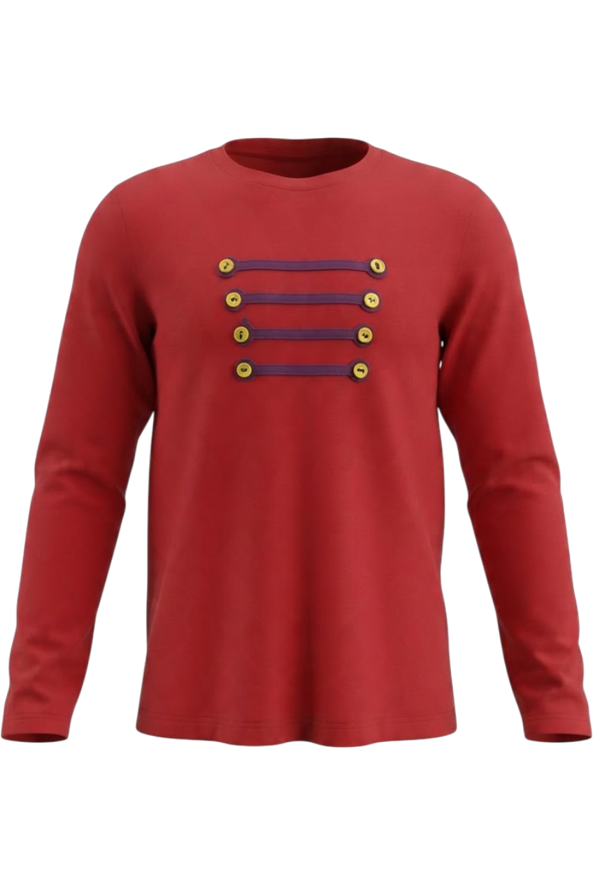 Red uniform detail cotton t-shirt - product view
