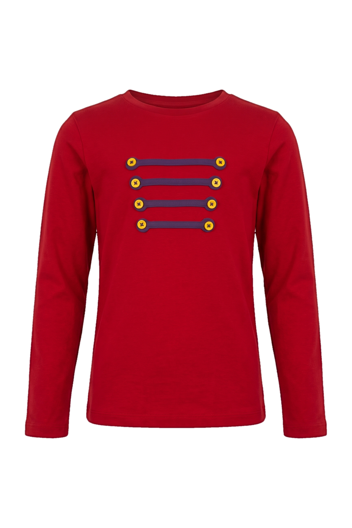 Red uniform detail cotton t-shirt - product view