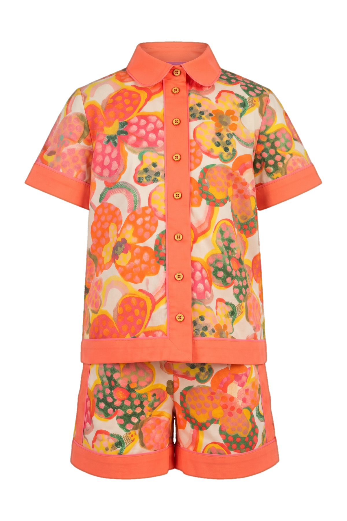 Liberty cotton abstract flowers and coral details set - product view