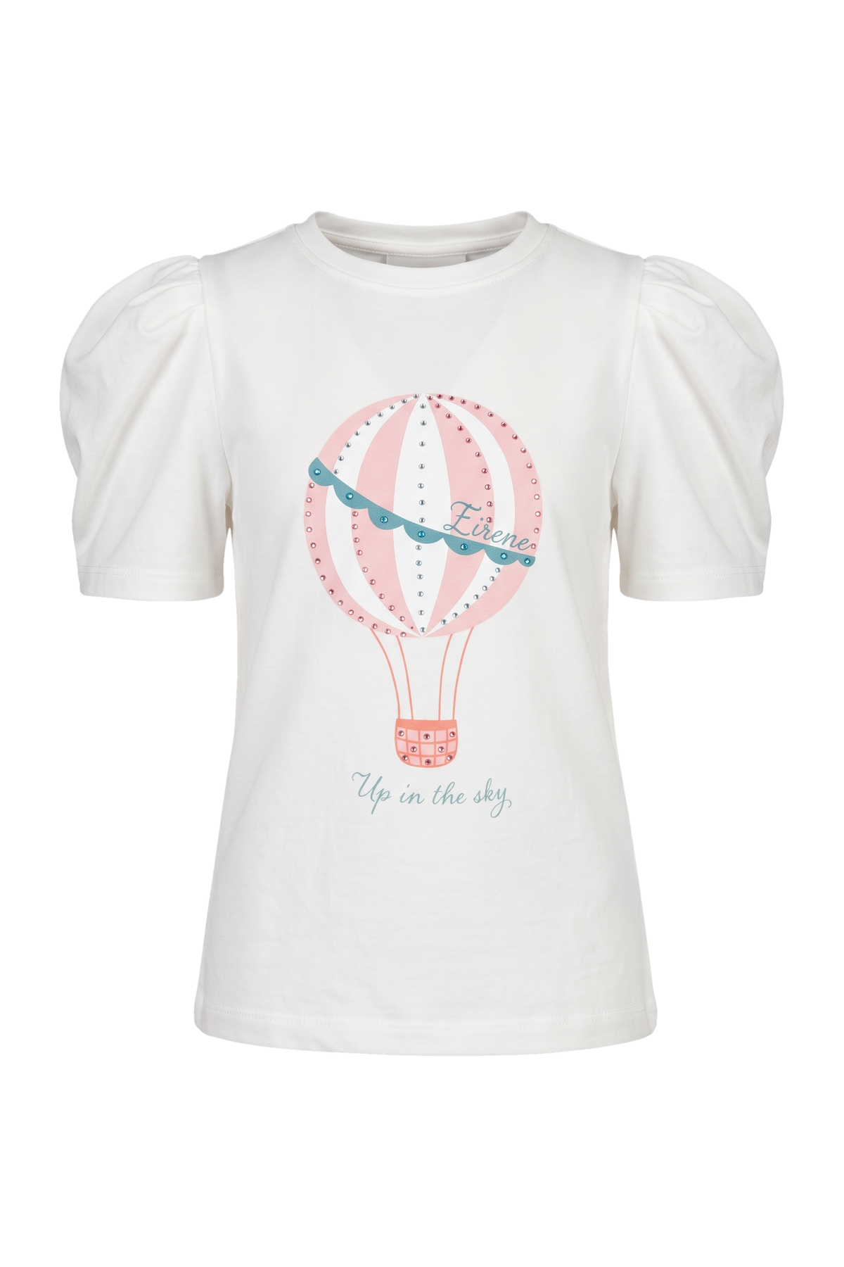 White balloon t-shirt with crystals - product view
