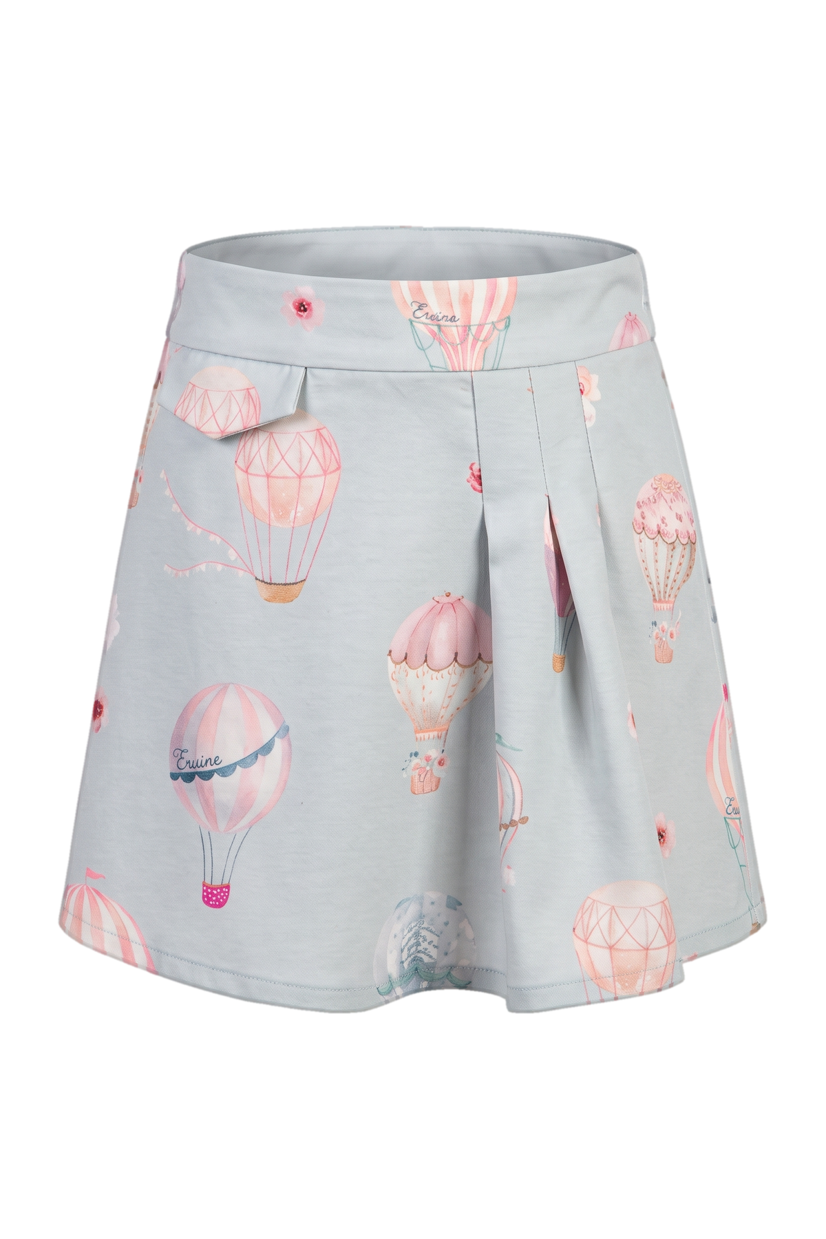 Mint blue skort with balloon and flowers print - product view