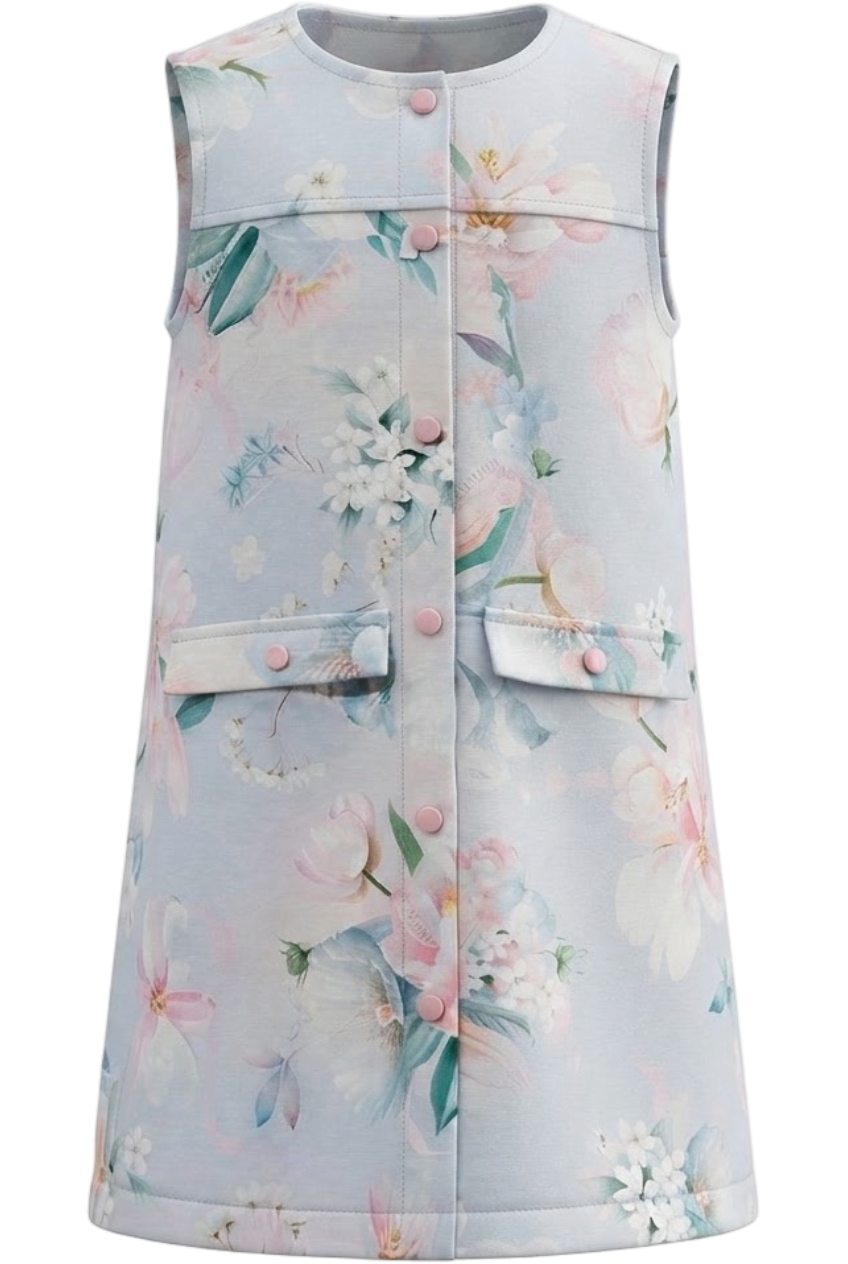 Light blue floral jersey dress - product view