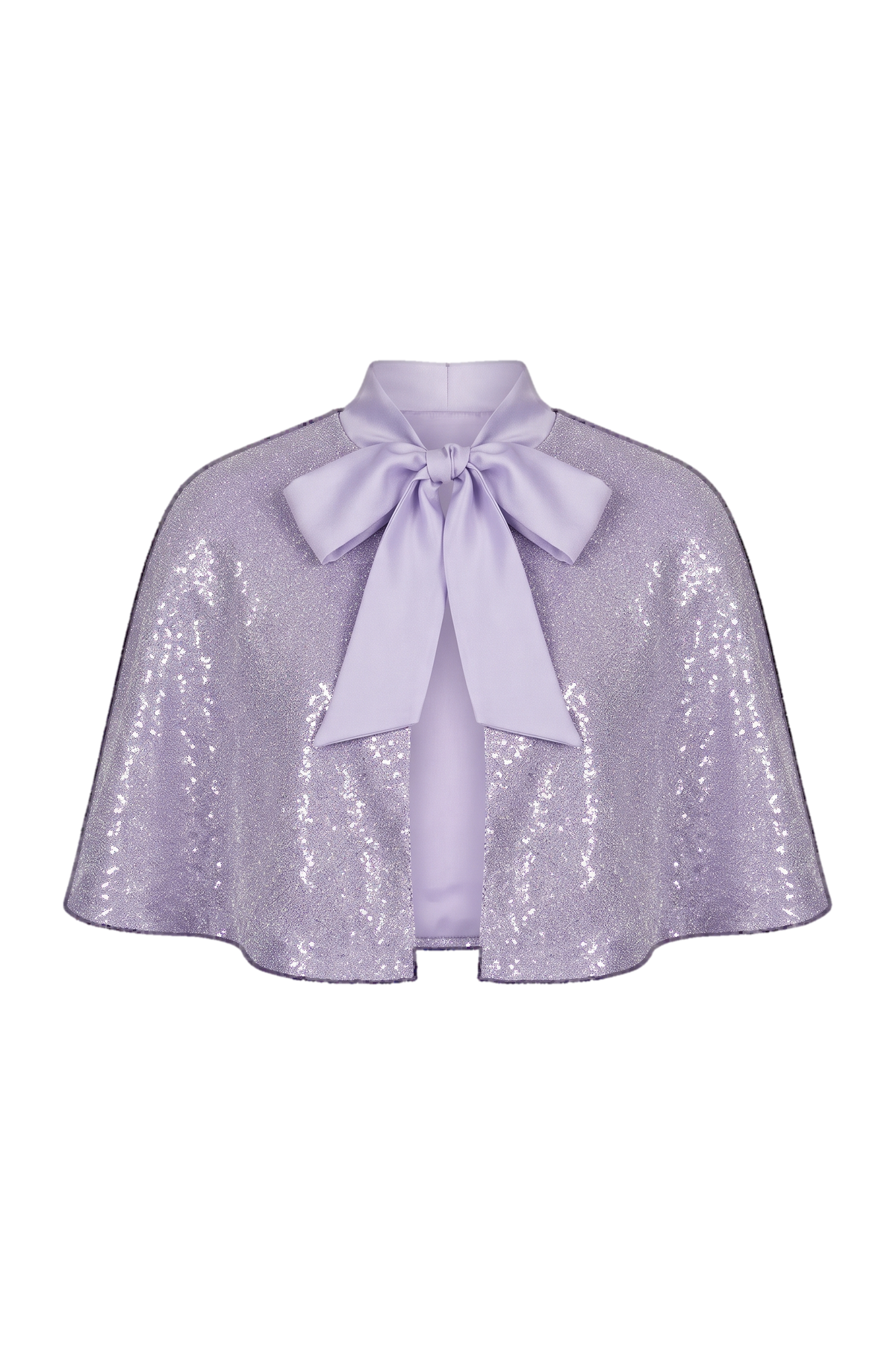 Micro pleated violet cape with pussy bow - product view