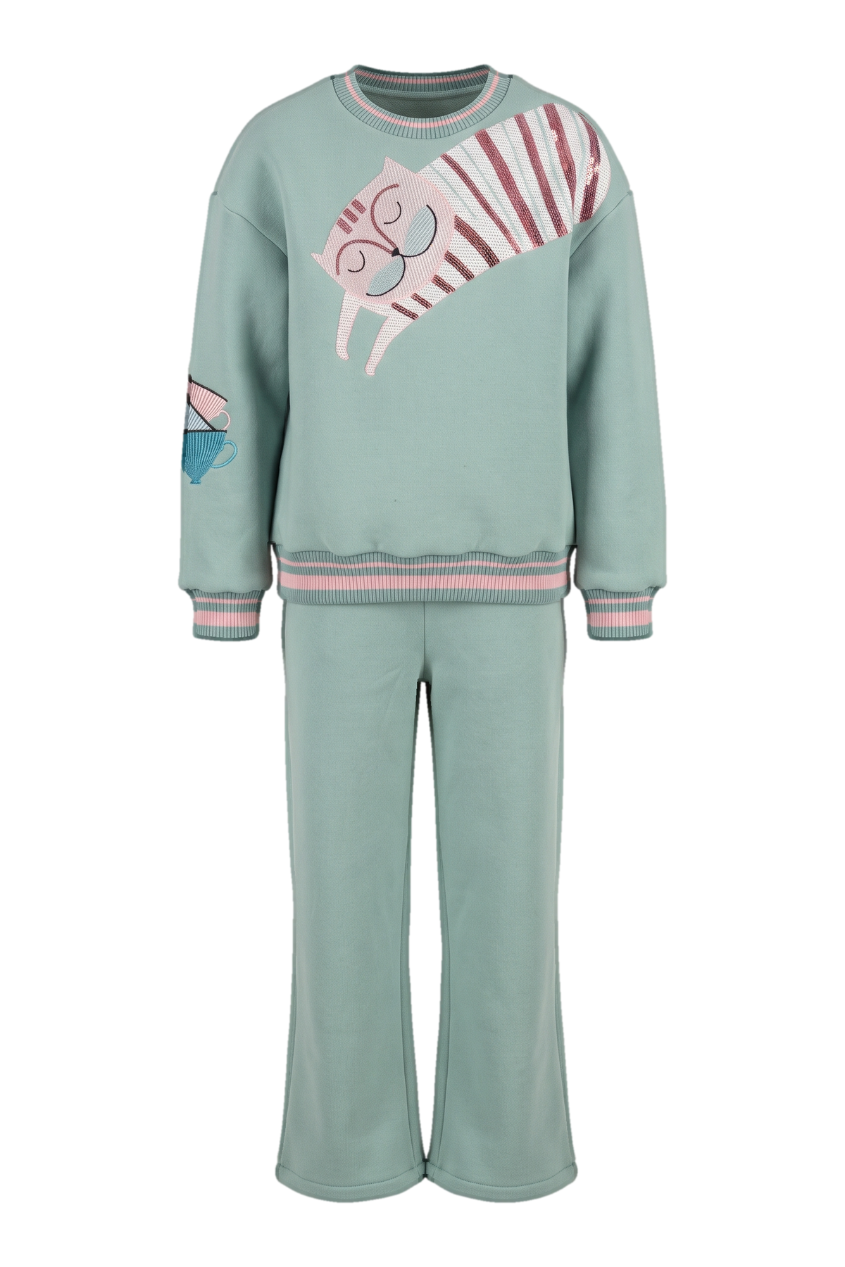 Mint "Alice in Wonderland" embroidered tracksuit - product view