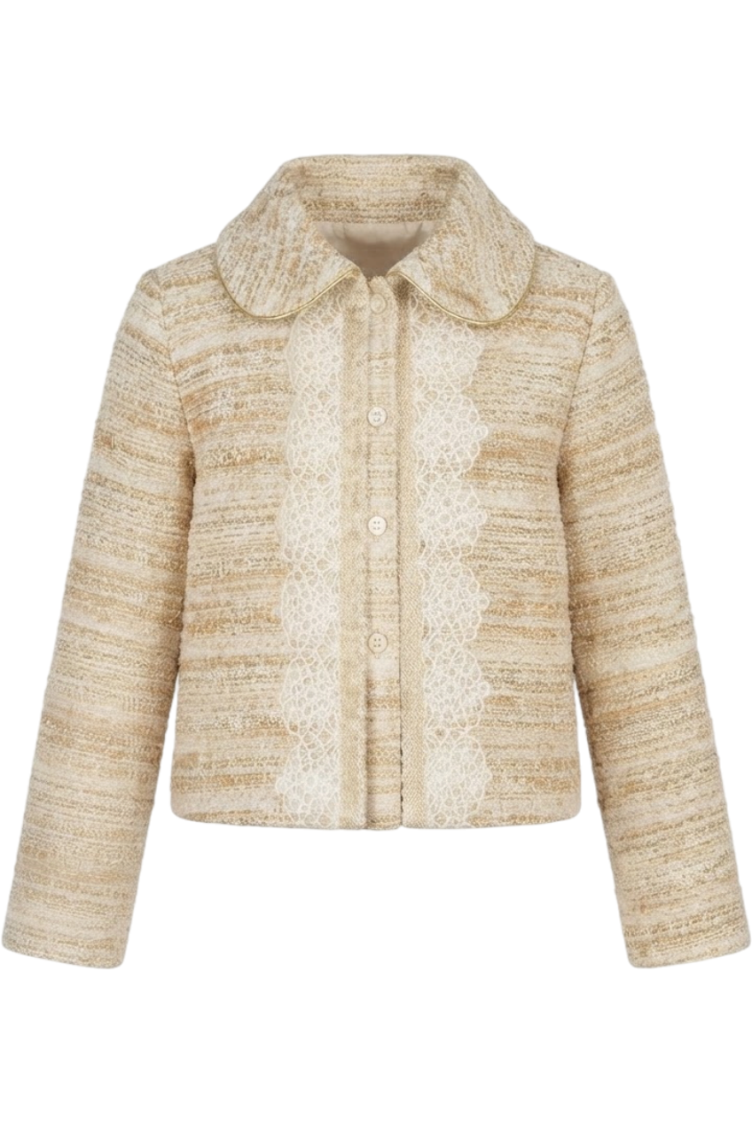 Off-white and gold wool blend blazer - product view
