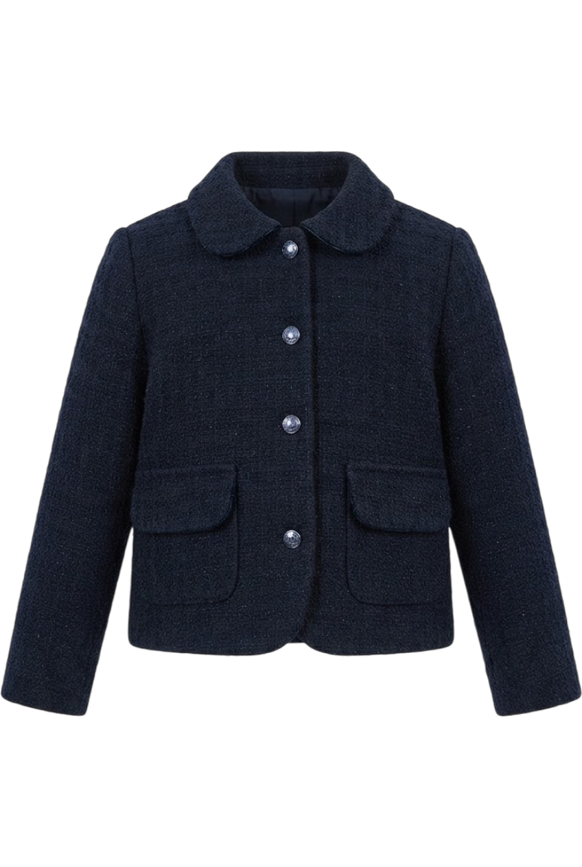 Dark blue tweed blazer - product view