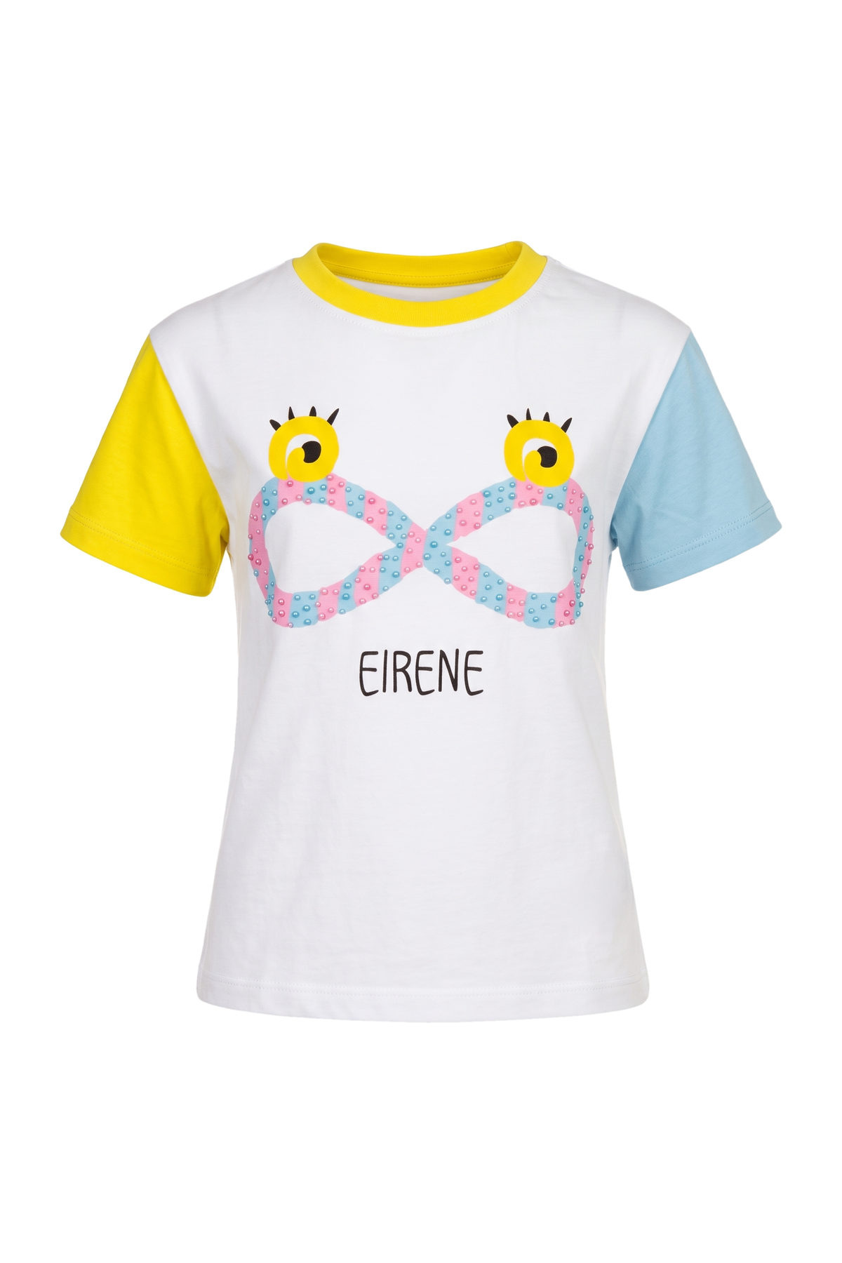 White, yellow and blue t-shirt - product view