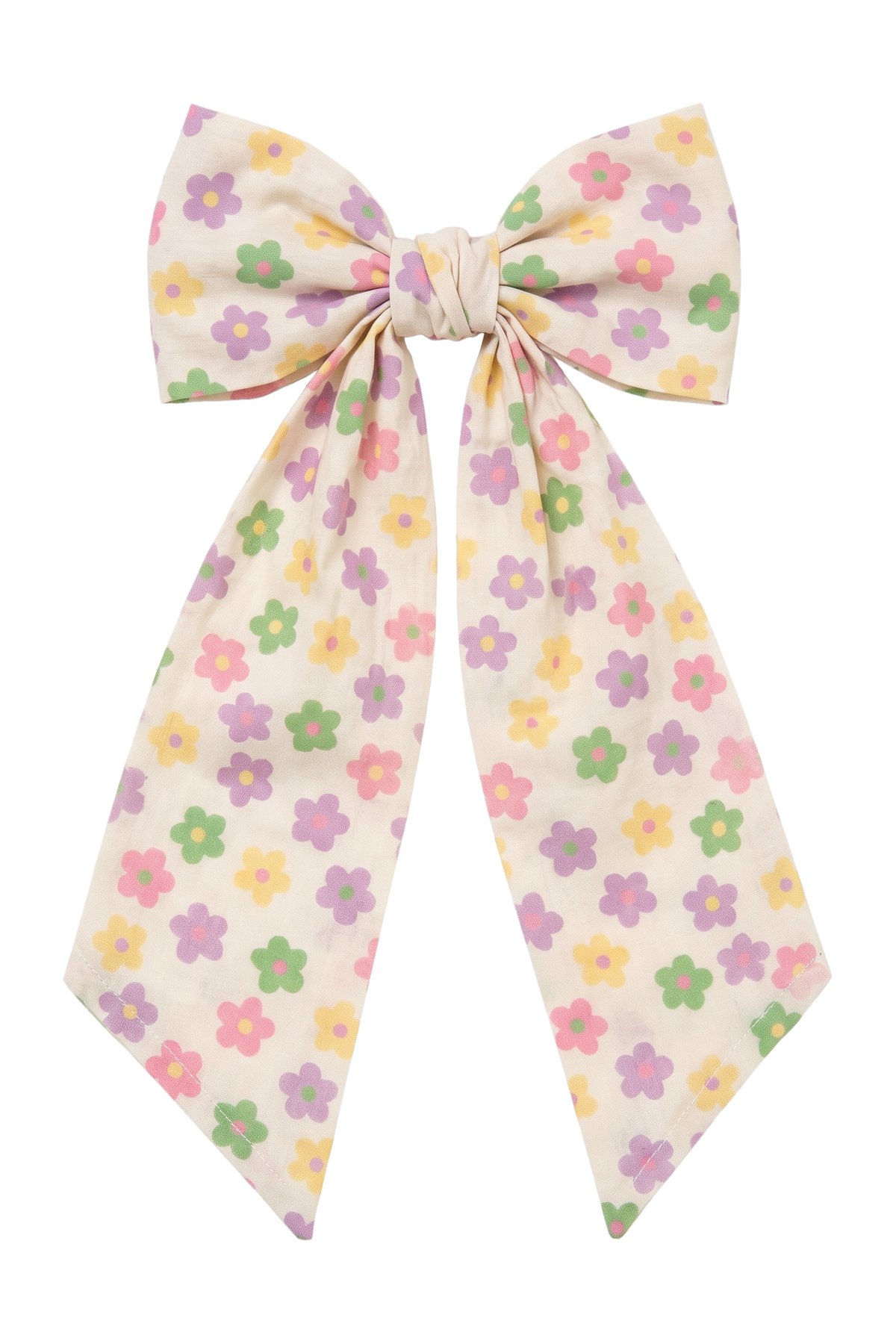 Off-white hairbow with multicolor flowers - product view