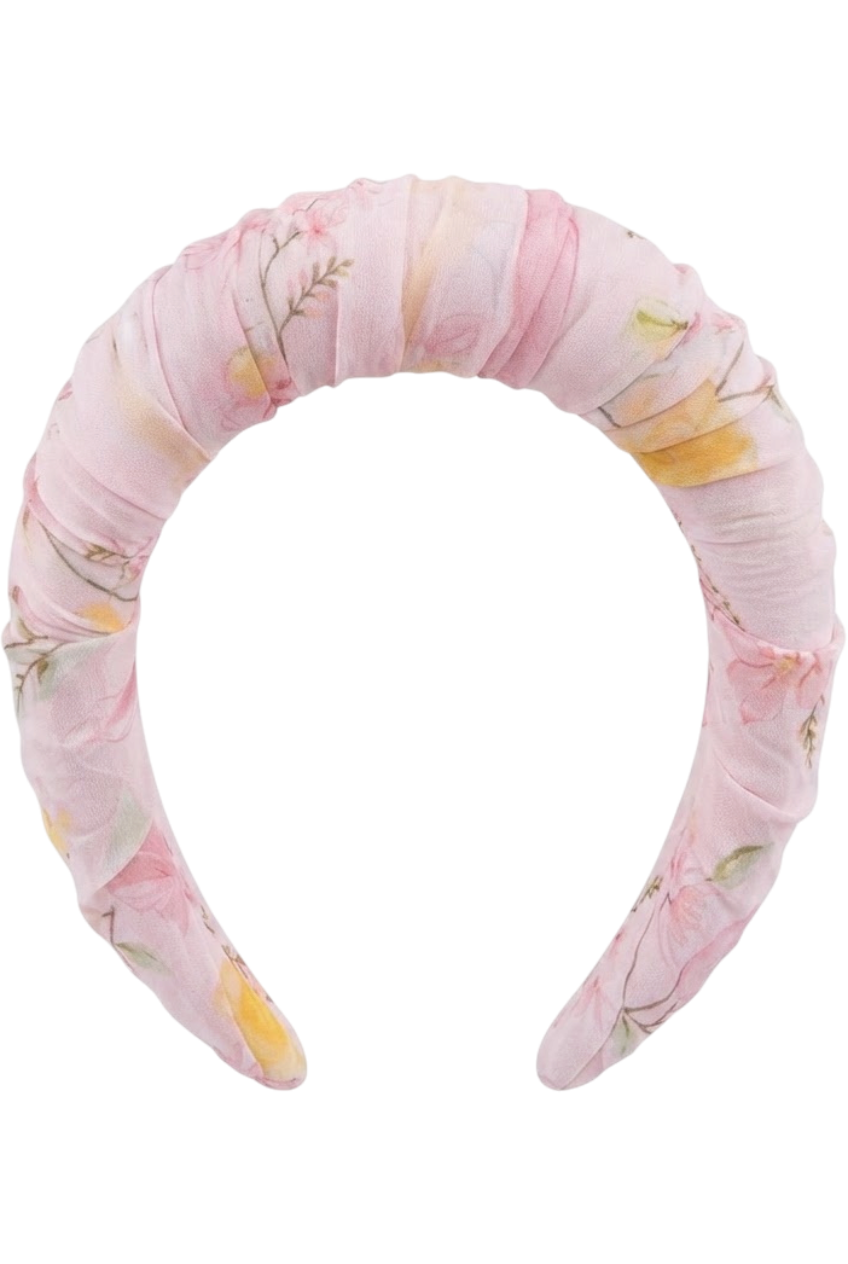 Pink floral chiffon headband - product view