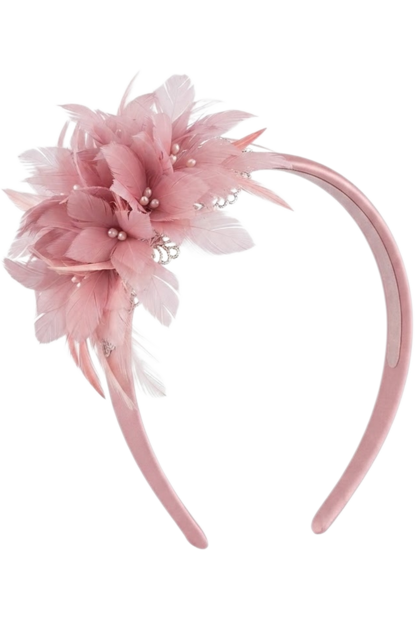 Pink feather headband - product view