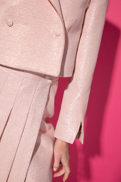 Short pink jacquard blazer