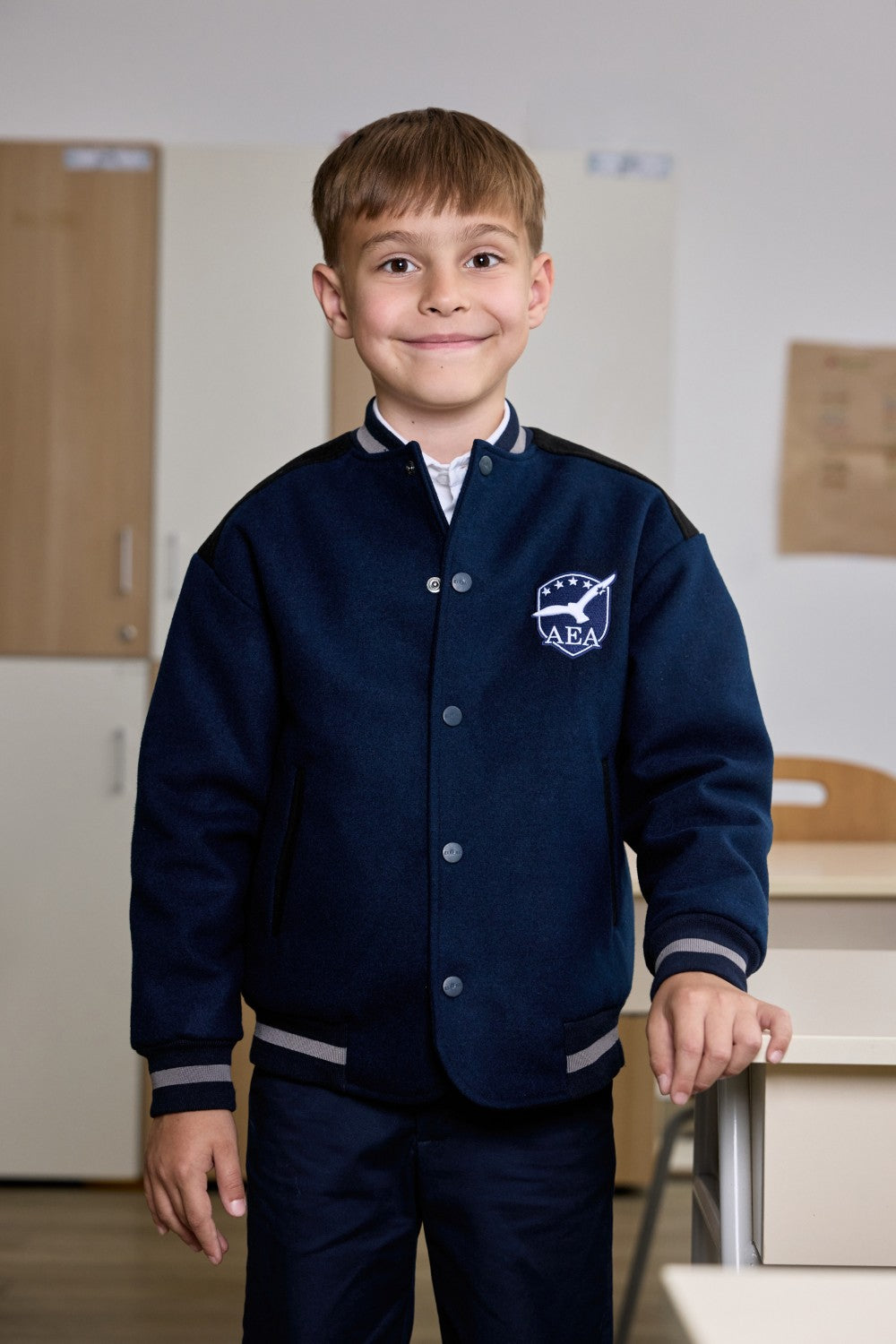 Bomber jacket for little boys with quilted inner lining