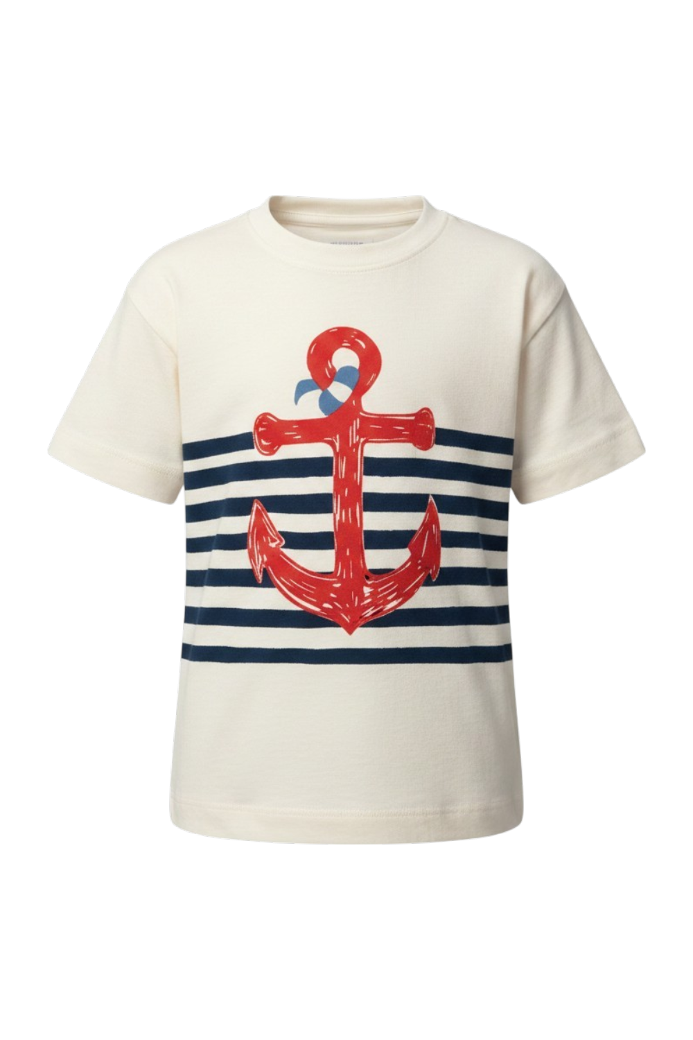 Off-white t-shirt with navy stripes