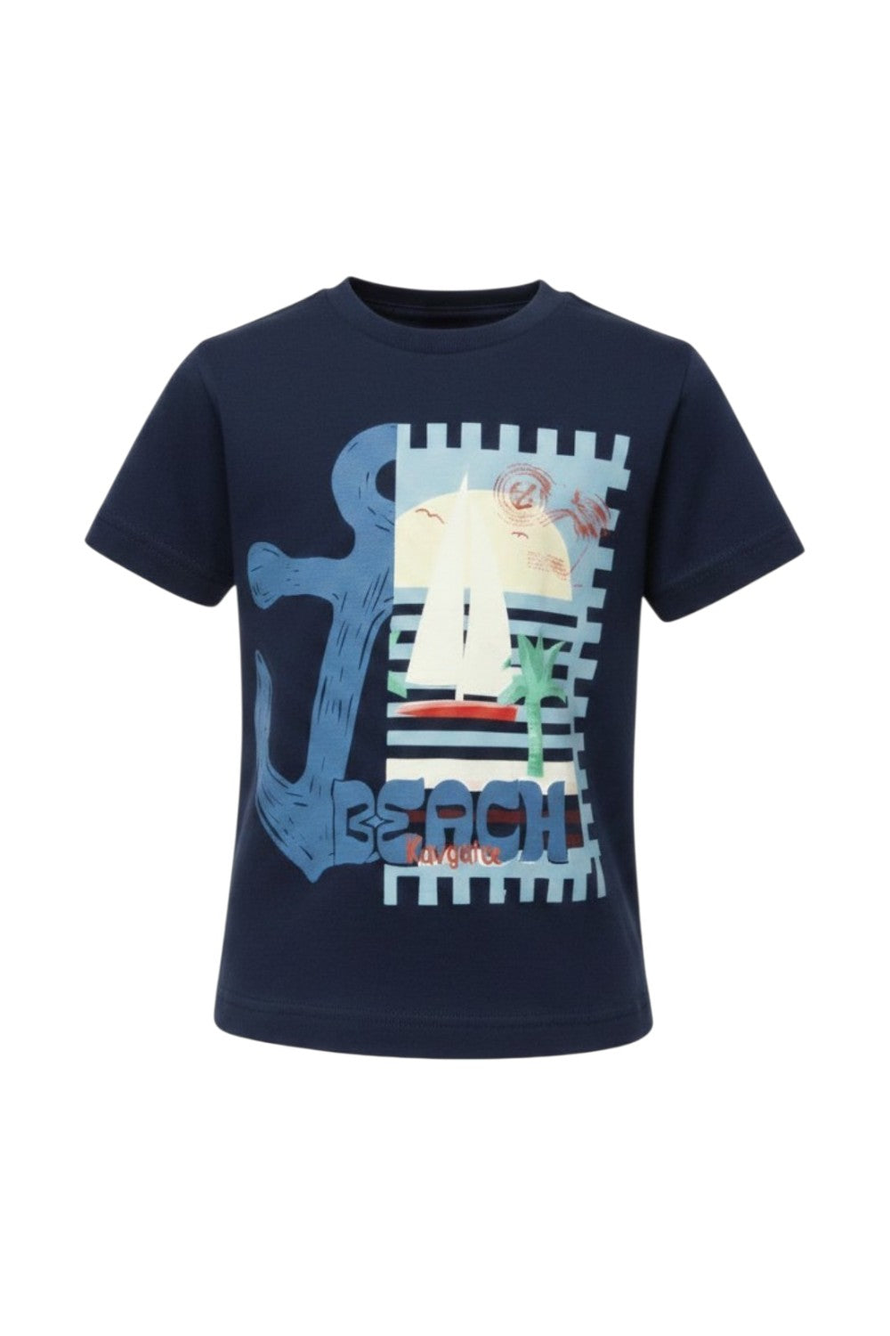 Navy t-shirt with anchor and a post card print