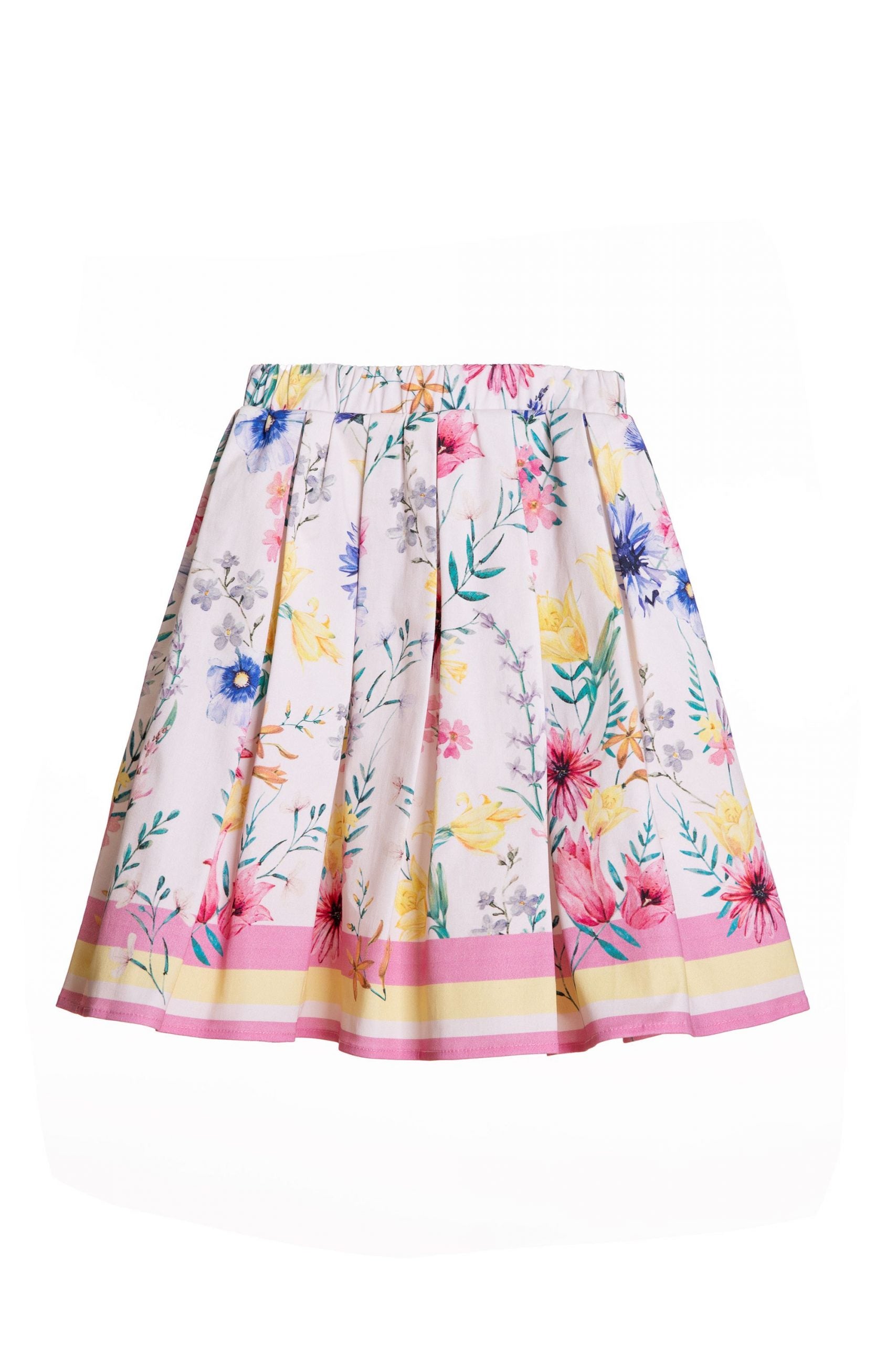 Light pink bright flowers satin cotton skirt