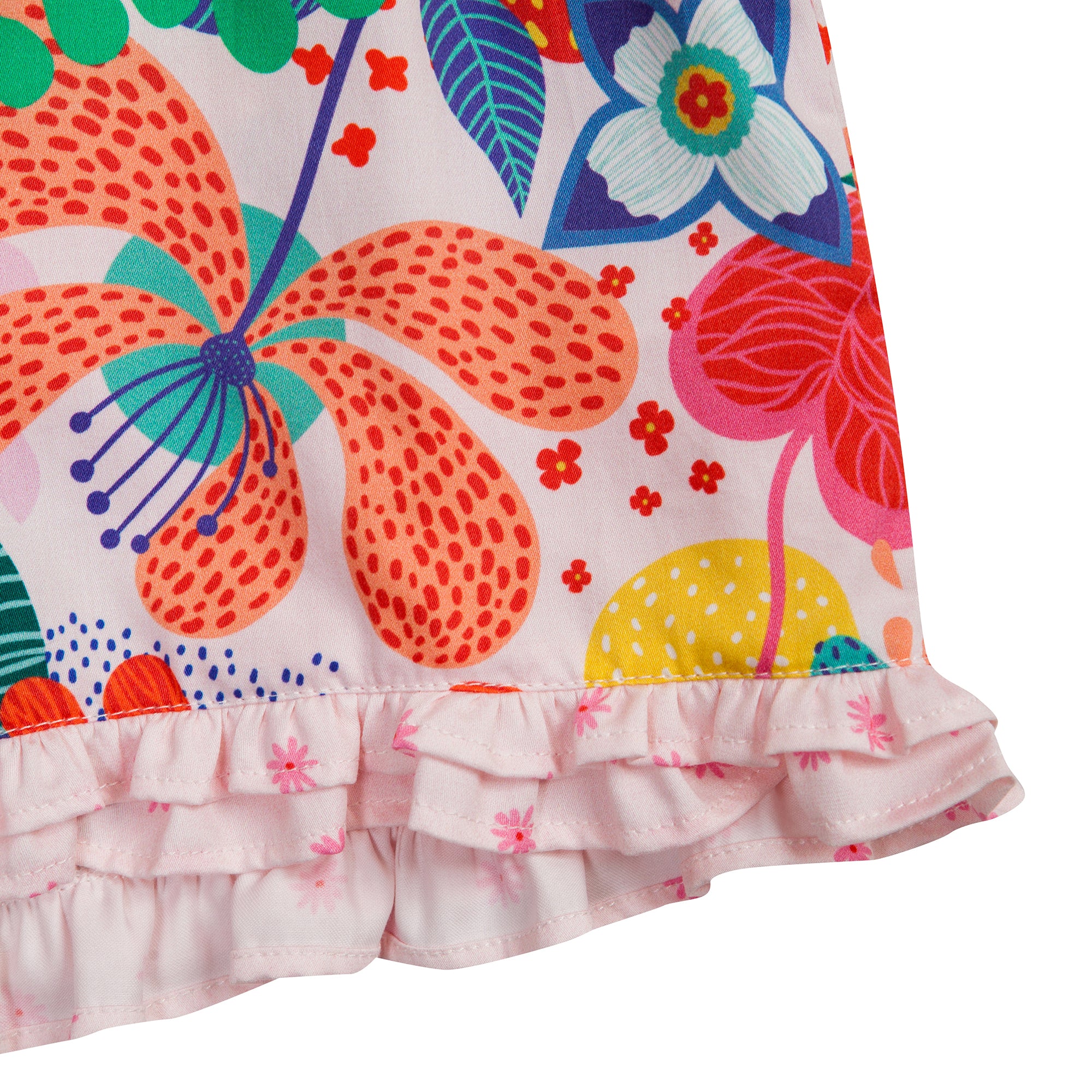 Cotton multicolor floral shorts with frills