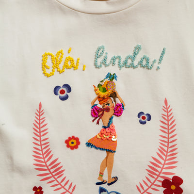 Olá Linda hand-embellished t-shirt