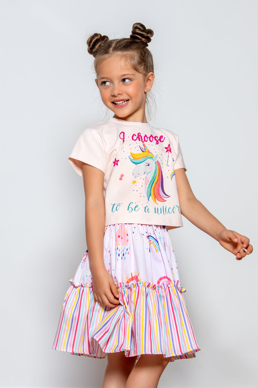 Rainbows and stripes cotton skirt