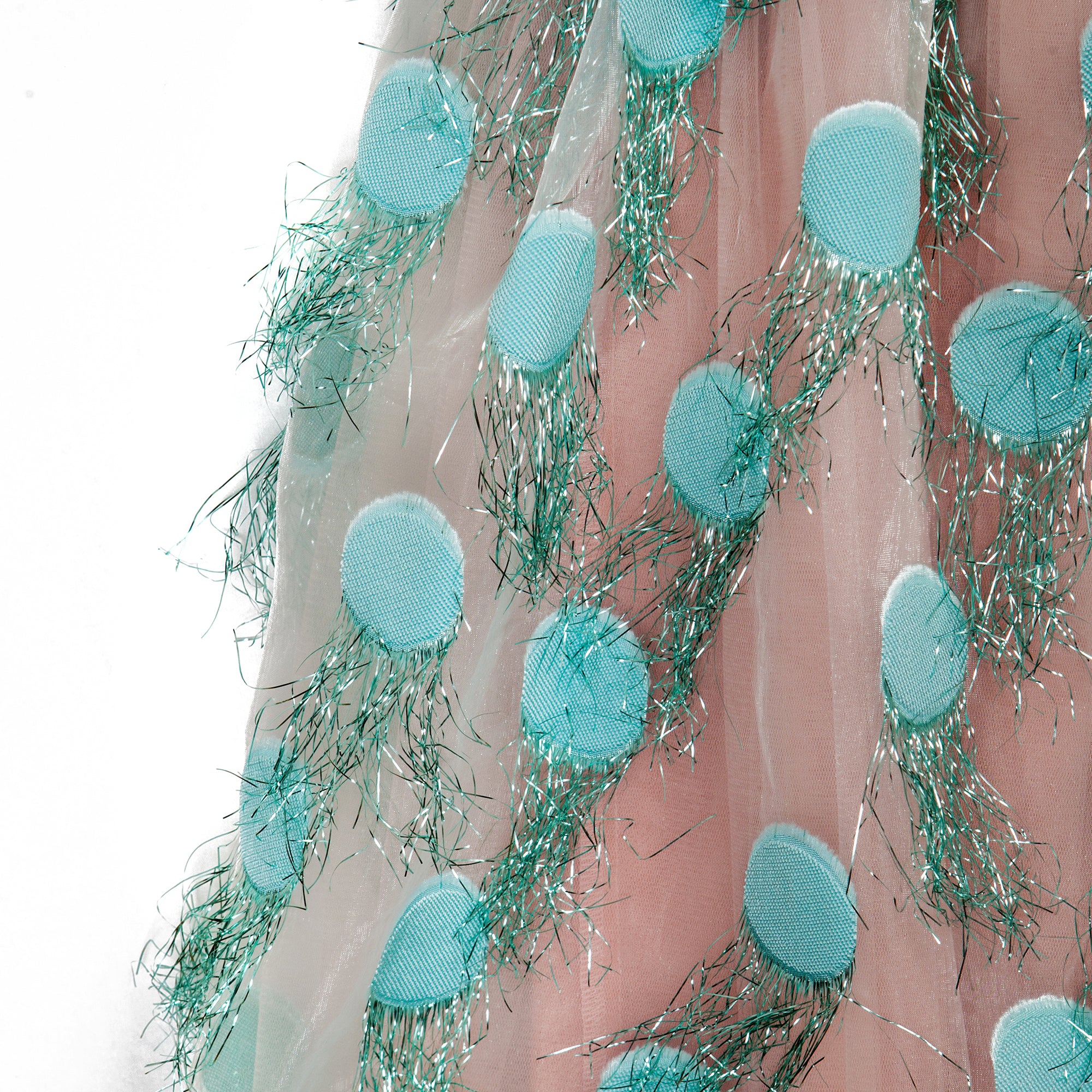 Light blue dots with fringes organza skirt