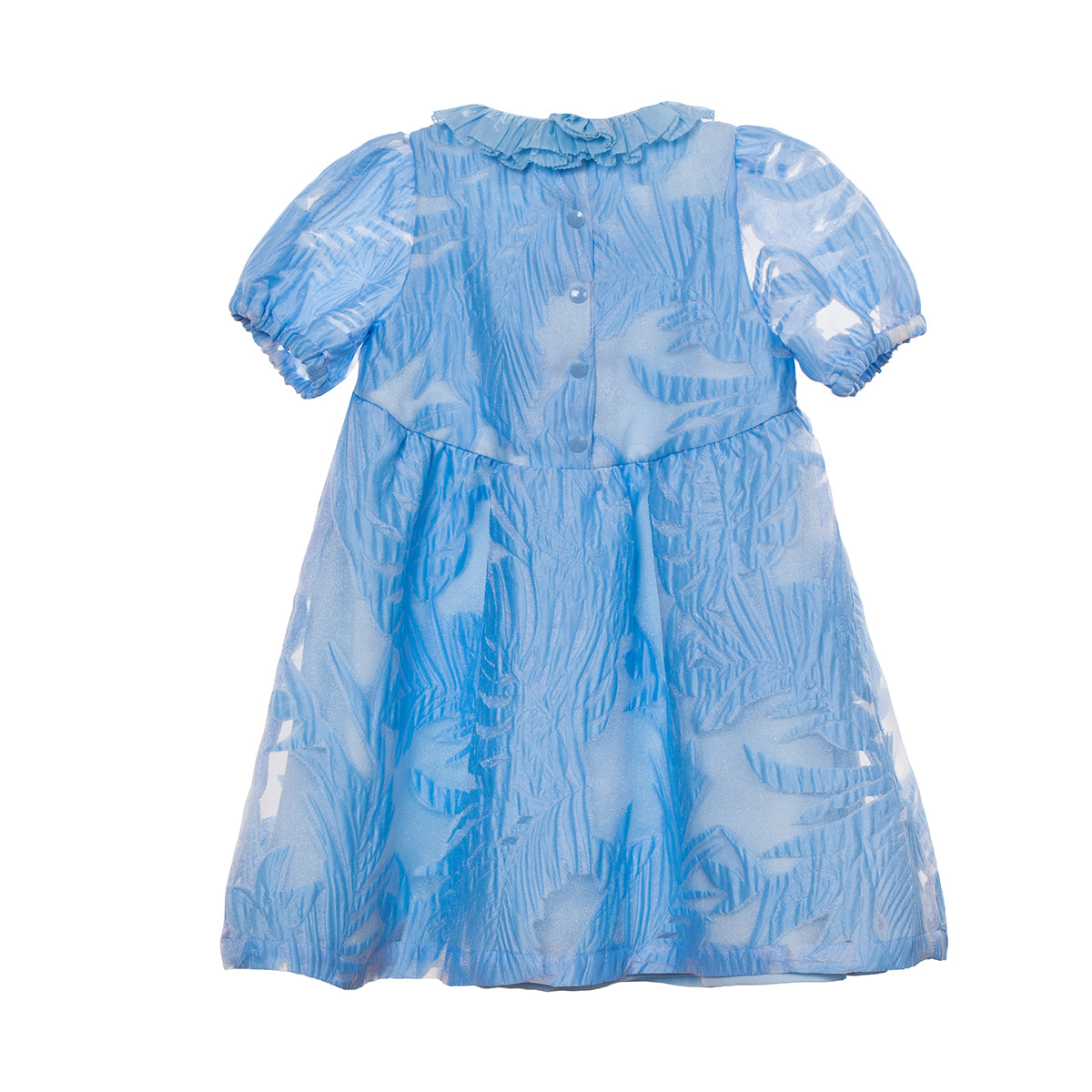 Blue floral organza dress with bow
