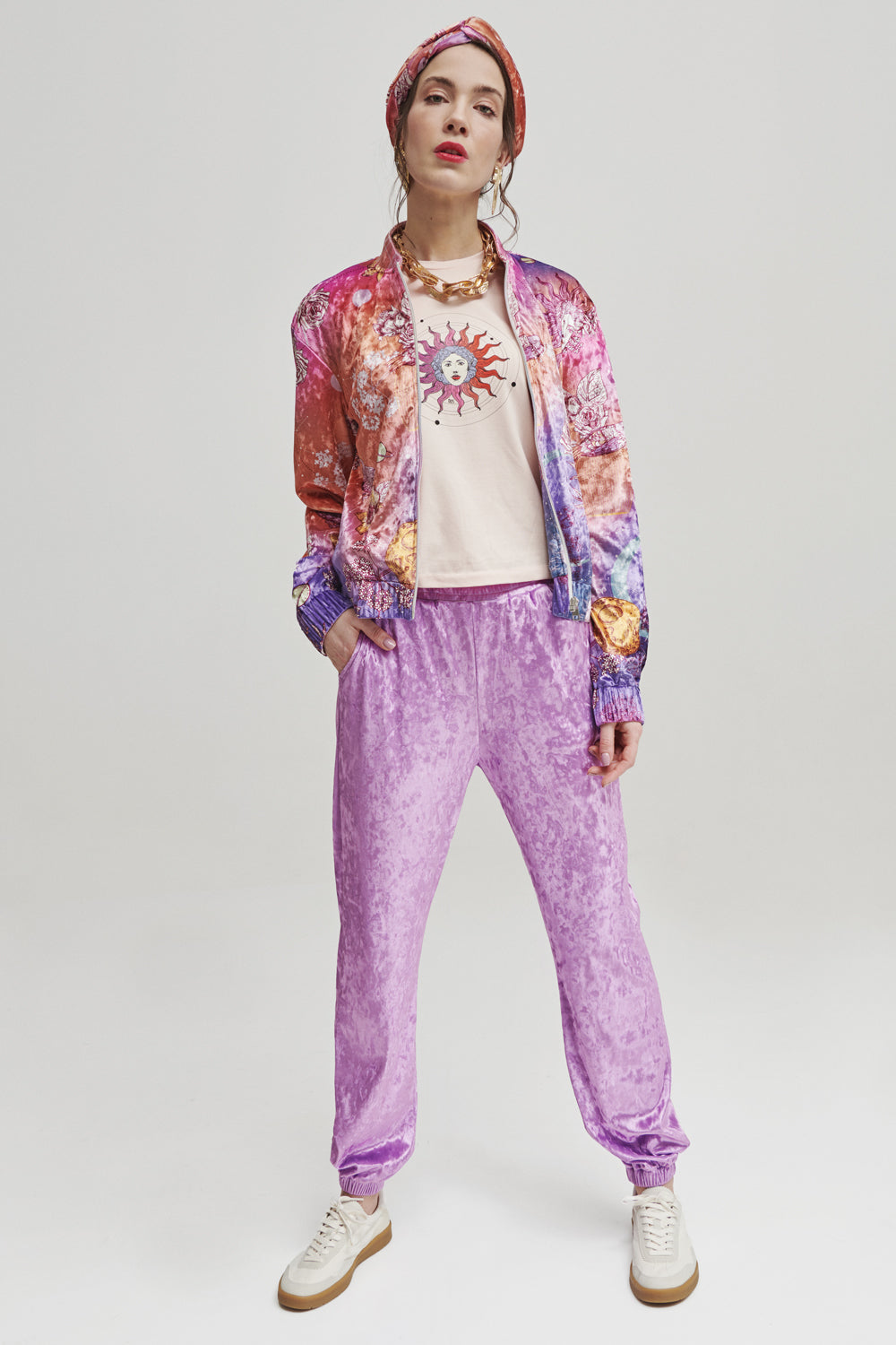 Colorful bomber jacket with beautiful mystical motifs