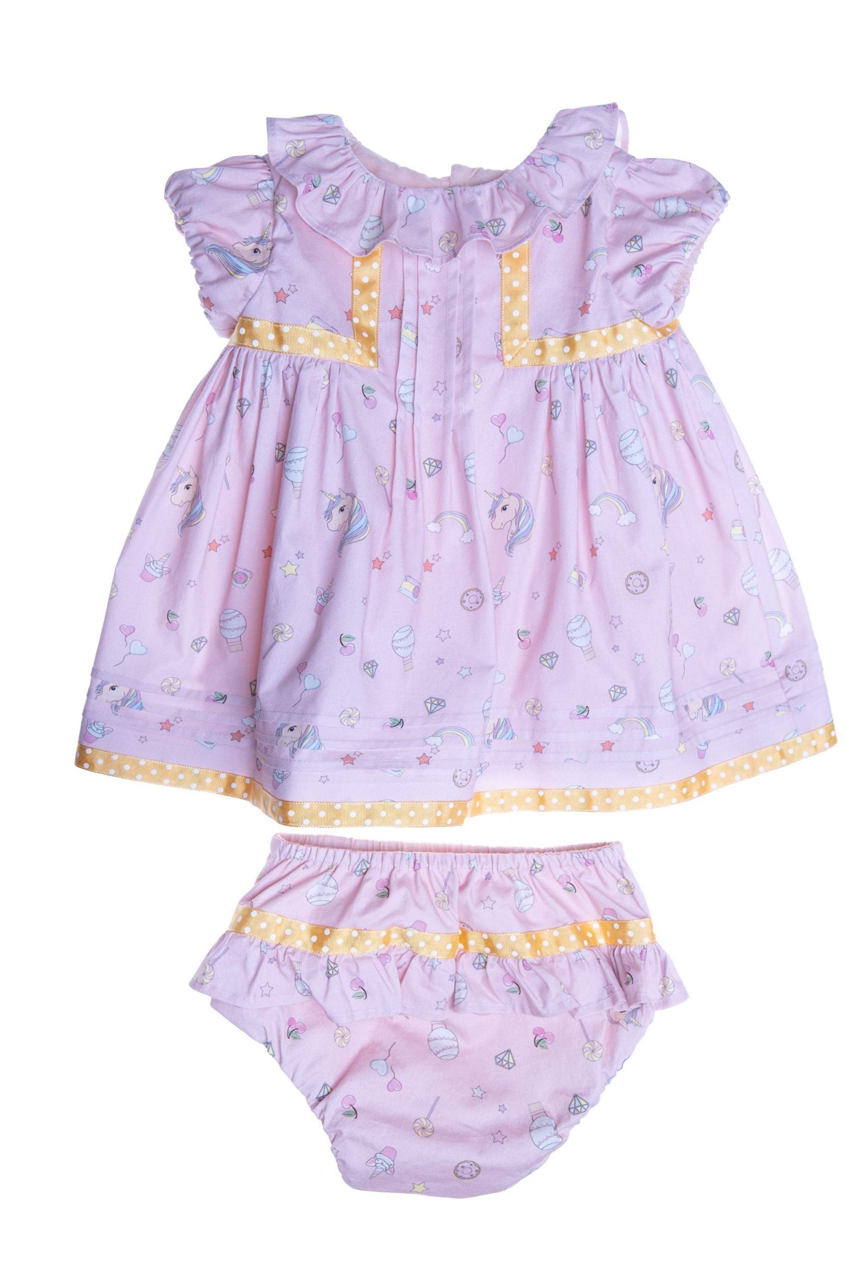 Baby pink unicorn satin cotton dress