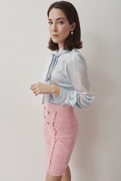 Bouclé skirt in pink