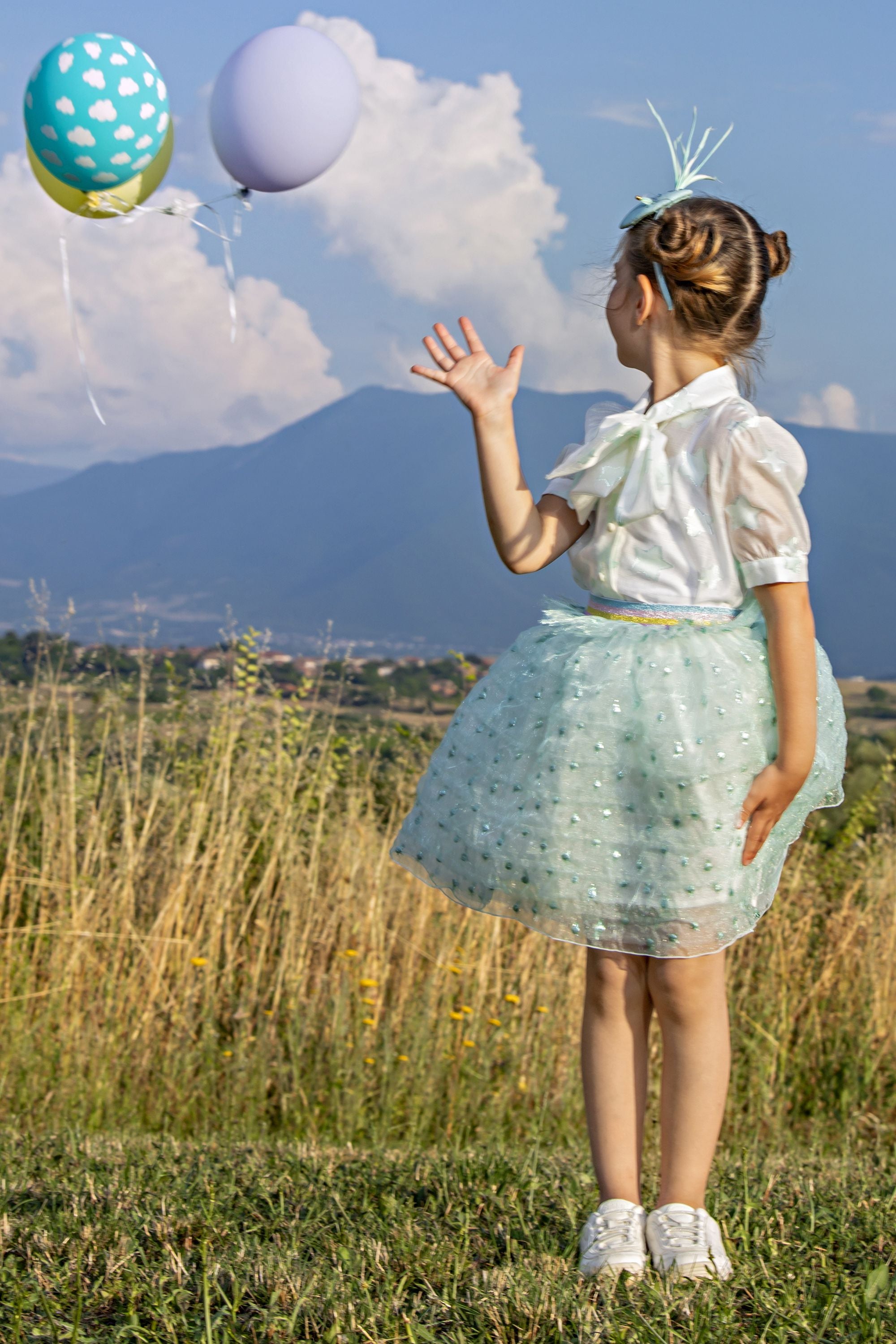 Light blue organza skirt