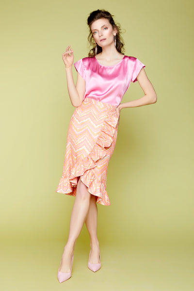 Jacquard skirt with ruffled detail