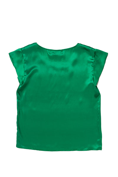 Green silk top