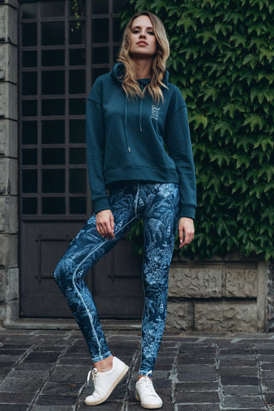Sustainable blue high-rise ankle length leggings