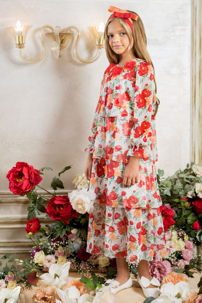 Long chiffon floral dress