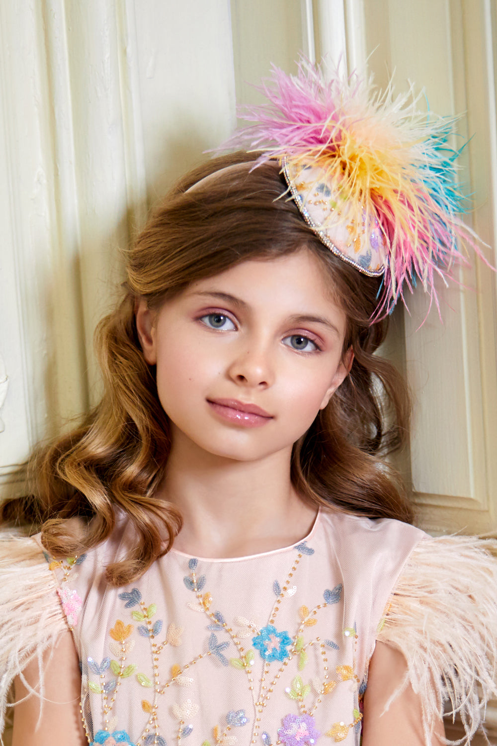 Multi color feathers and lace headband