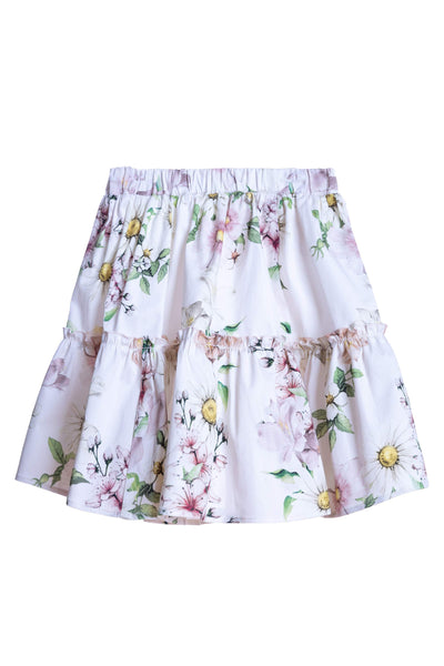 Light pink satin cotton floral skirt