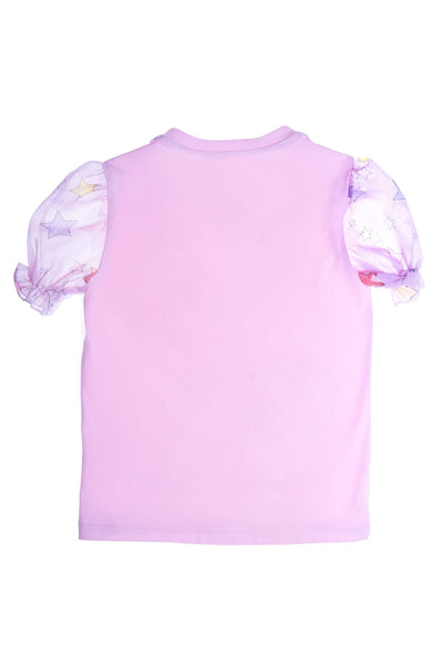 Pink Dream Like a Unicorn hand-embellished t-shirt with chiffon sleeves