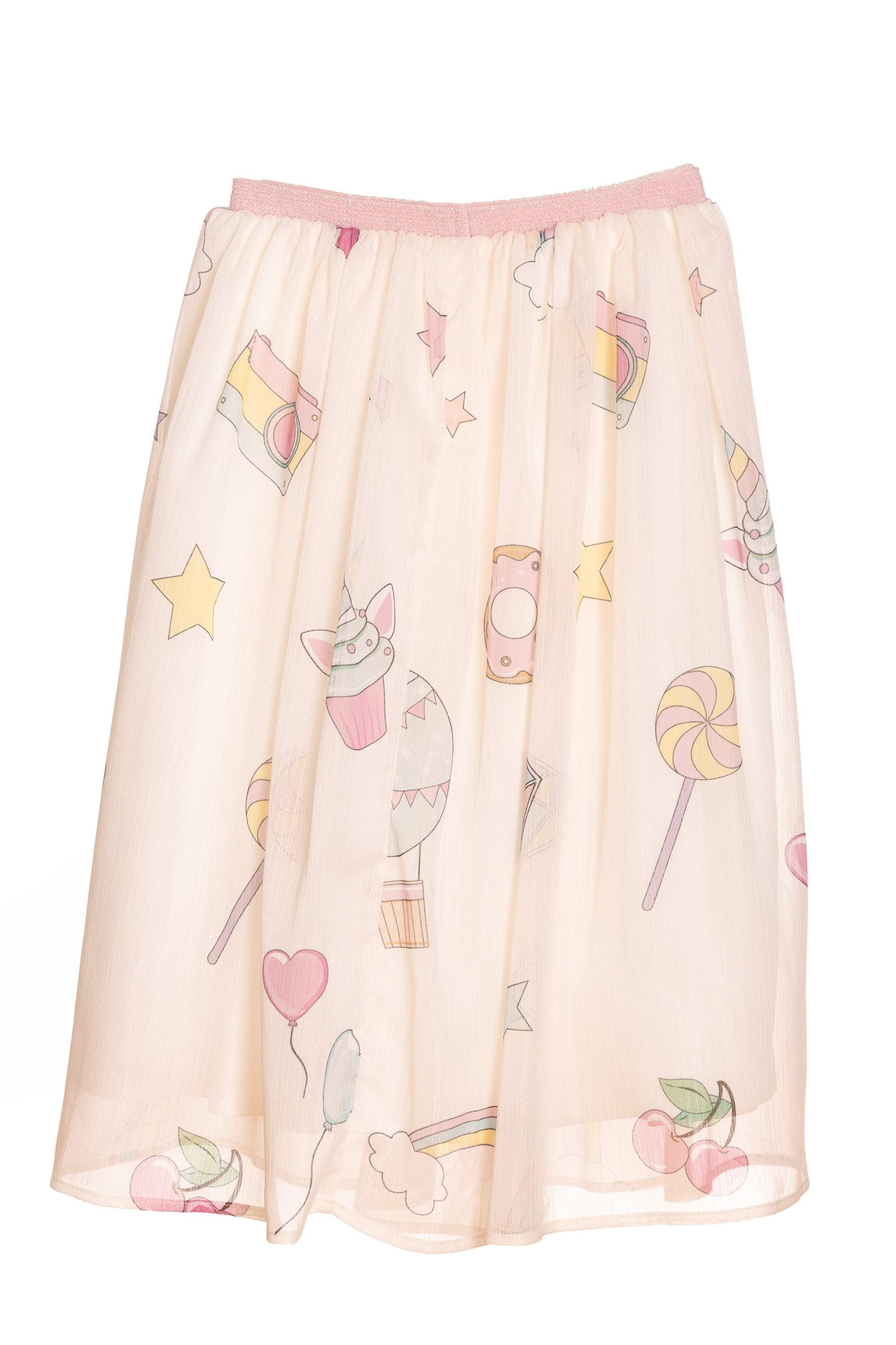 تنورة شيفون بيضاء بطبعة وحيد القرن