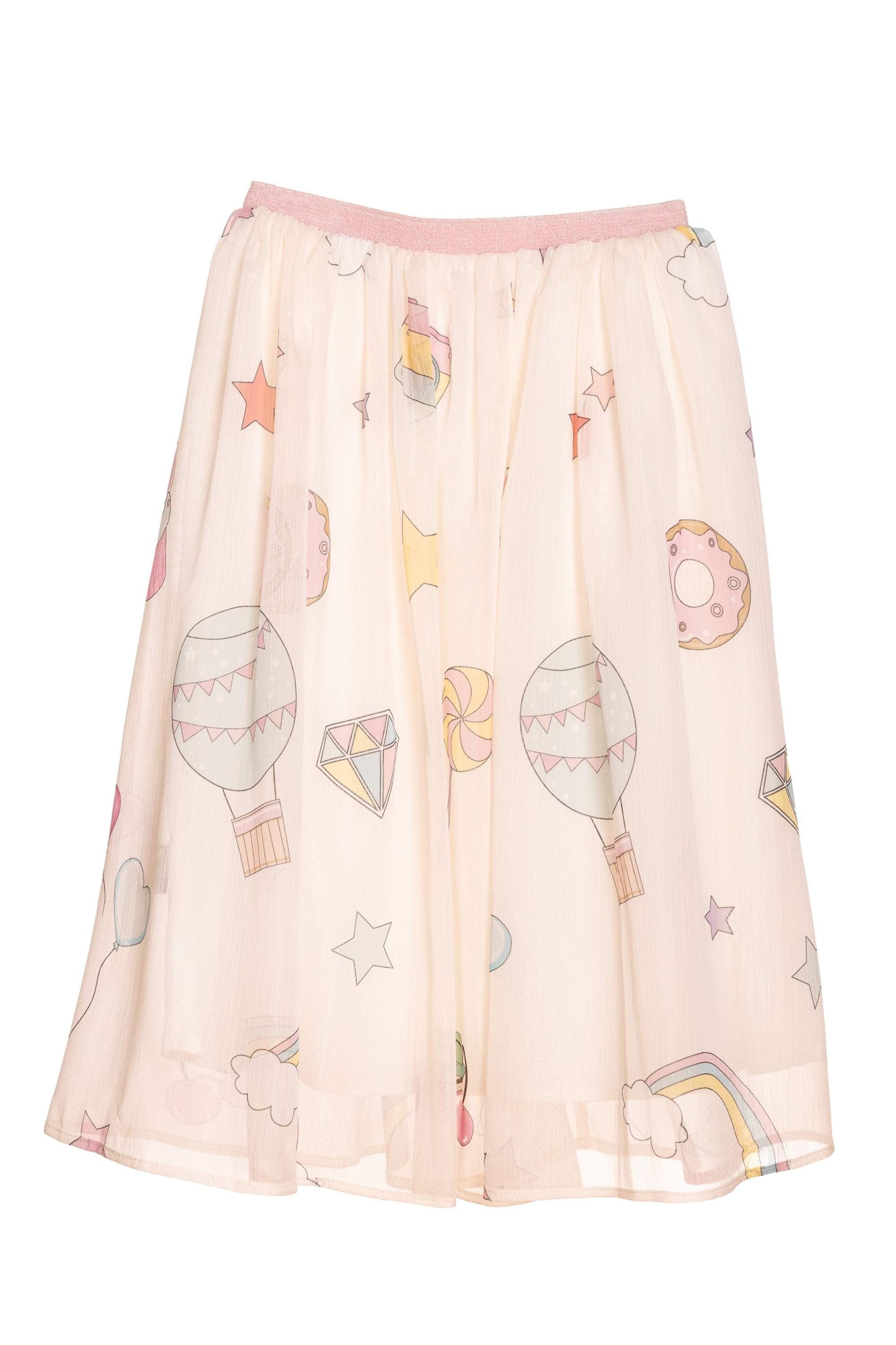 تنورة شيفون بيضاء بطبعة وحيد القرن