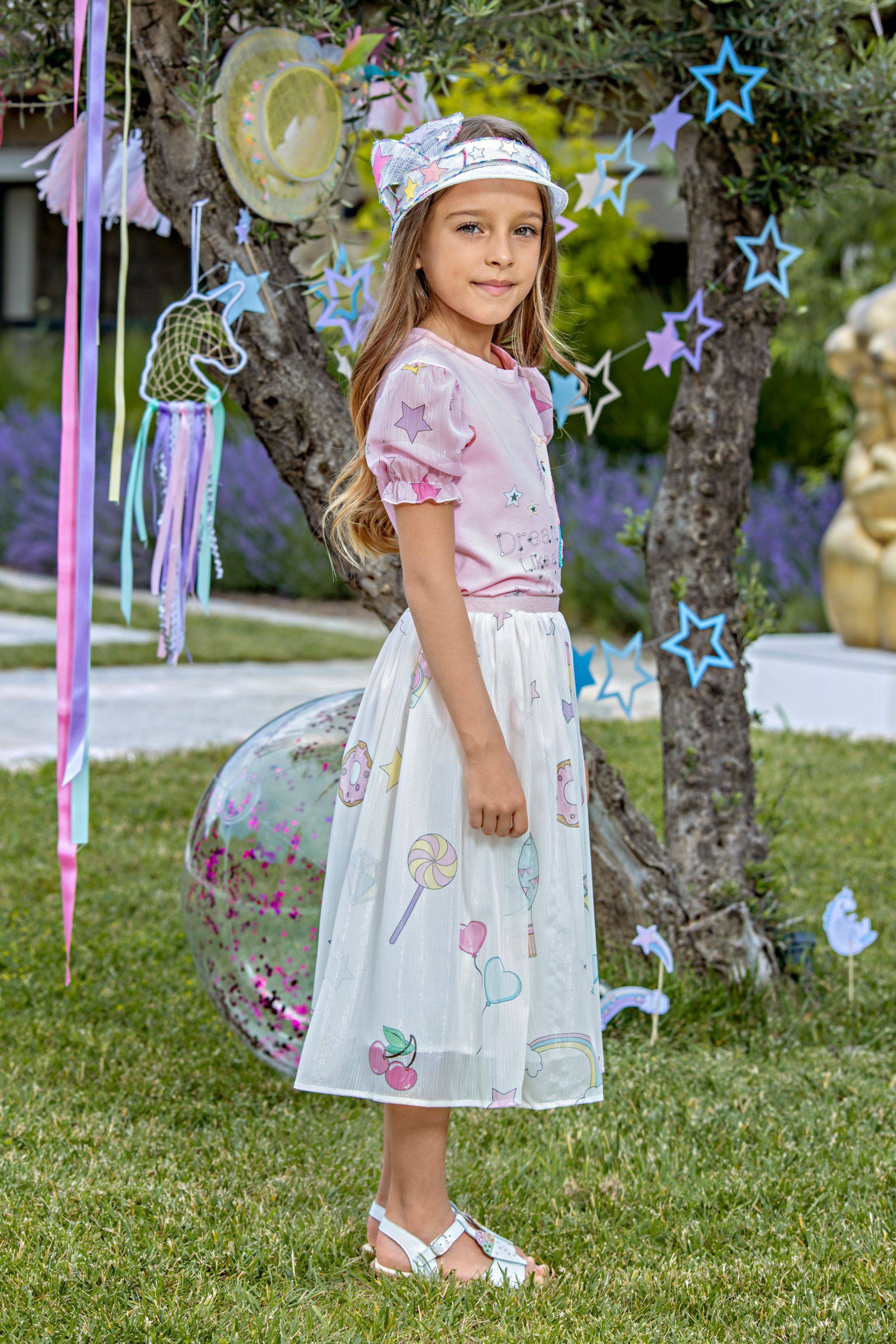 White unicorns chiffon skirt